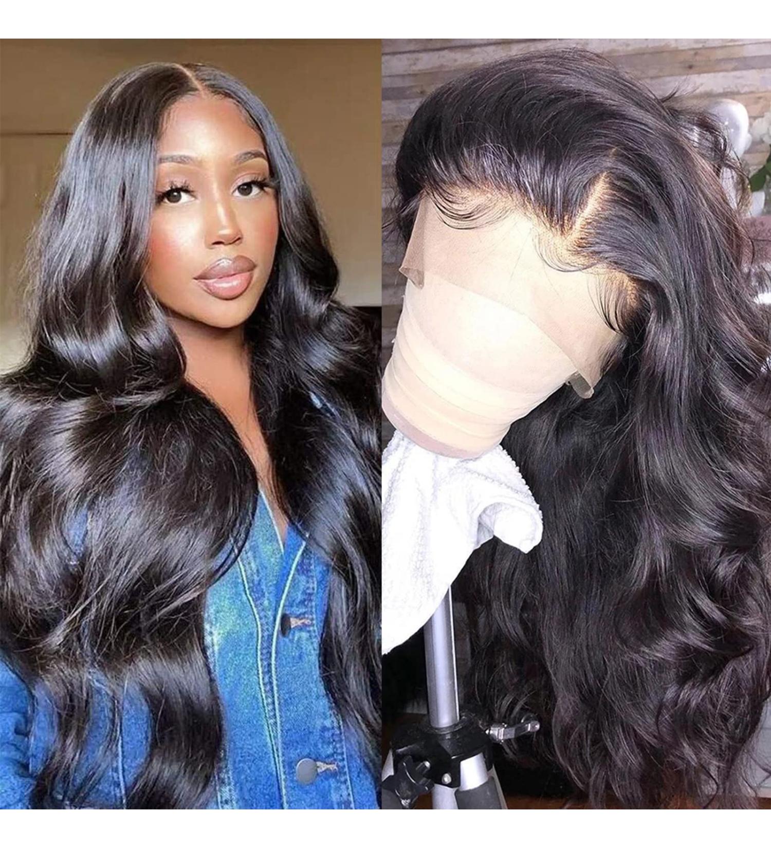 28 Inch HD Lace Front Wigs - Pre Plucked Body Wave Human Hair for Black Women - 150% Density, Natural Color - Buy Online on GoSupps.com