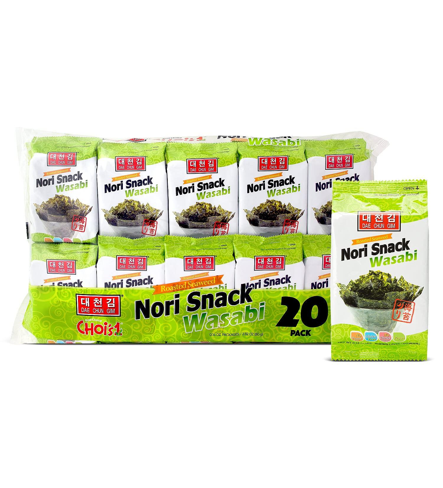 Daechun(Choi's1) Wasabi Seaweed Snacks 20 Pack - Vegan, Keto, Gluten Free - Product of Korea - Buy Online on GoSupps.com