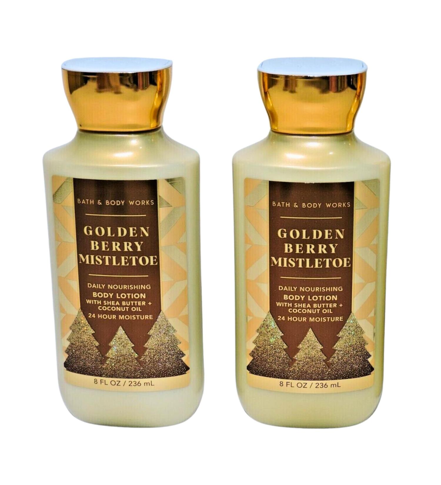 Bath and Body Works Body Lotion Set of 2 8oz Each (Golden Berry Mistletoe)
