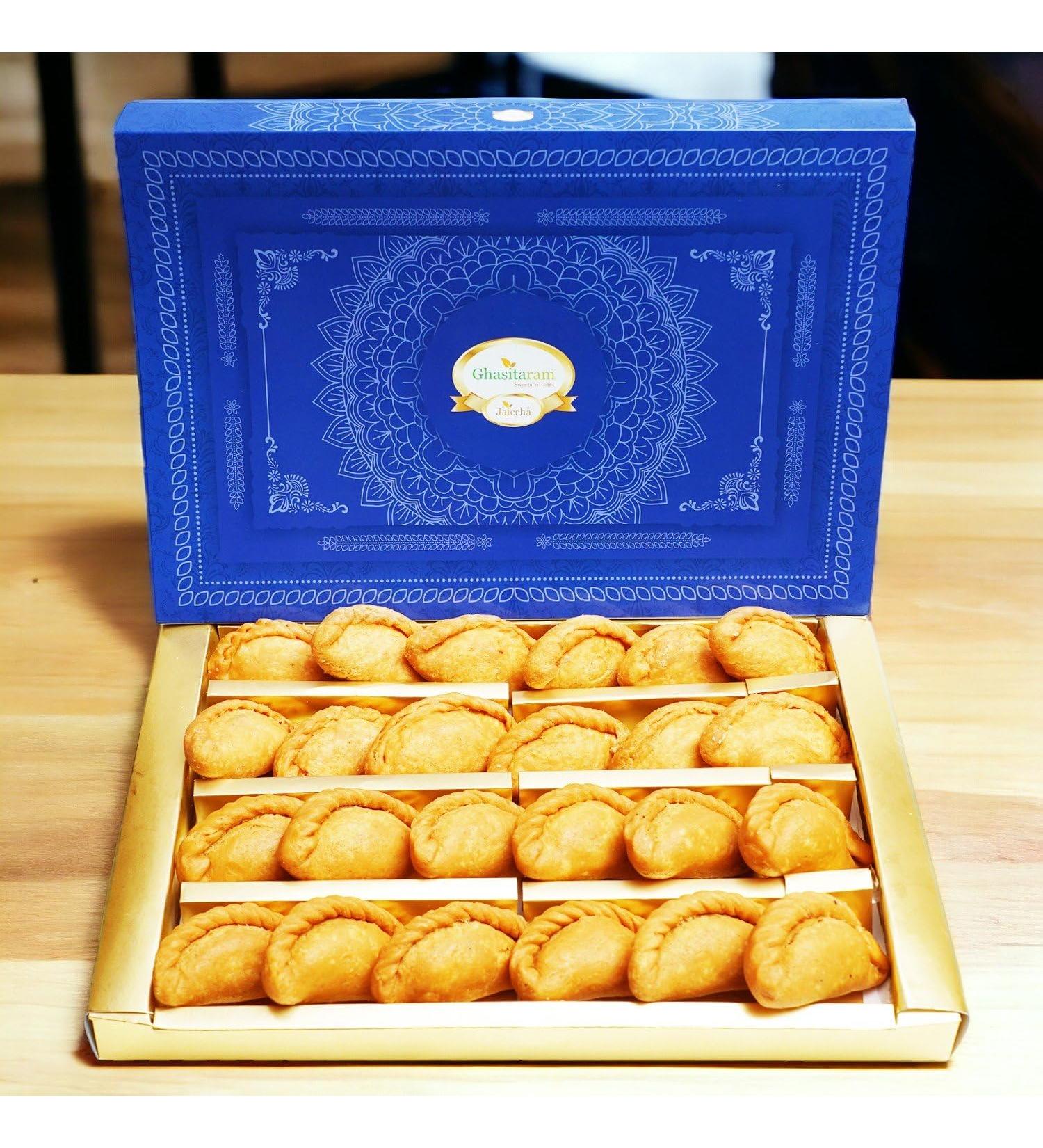 Ghasitaram Gifts Holi Sweets Holi Gifts Holi Hamper Sugarfree Healthy Wheat Gujiya Box (800 GMS) - Buy Online on GoSupps.com