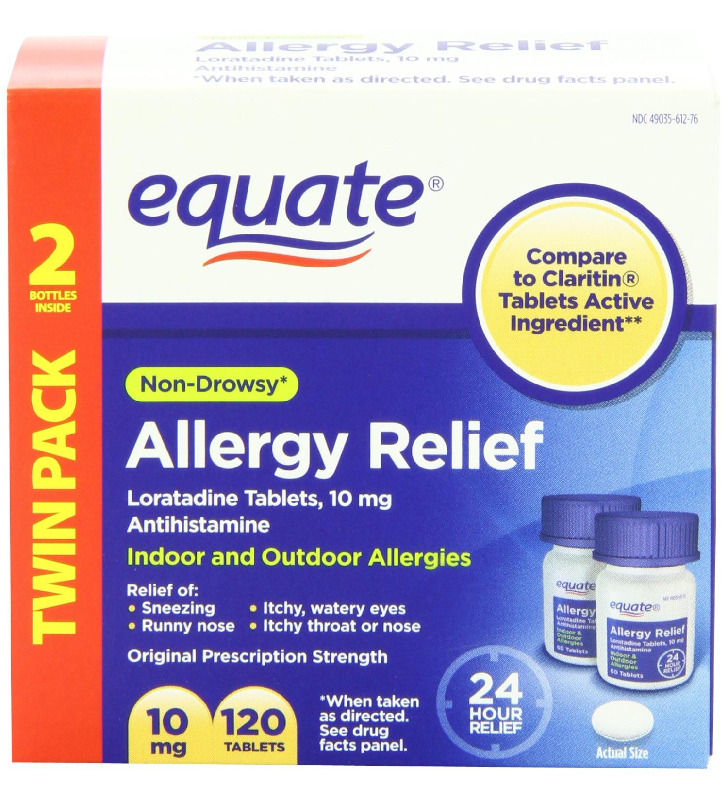 Equate Allergy Relief Loratadine 10mg - 120 Tablets | Fast-Acting Antihistamine - Buy Online on GoSupps.com