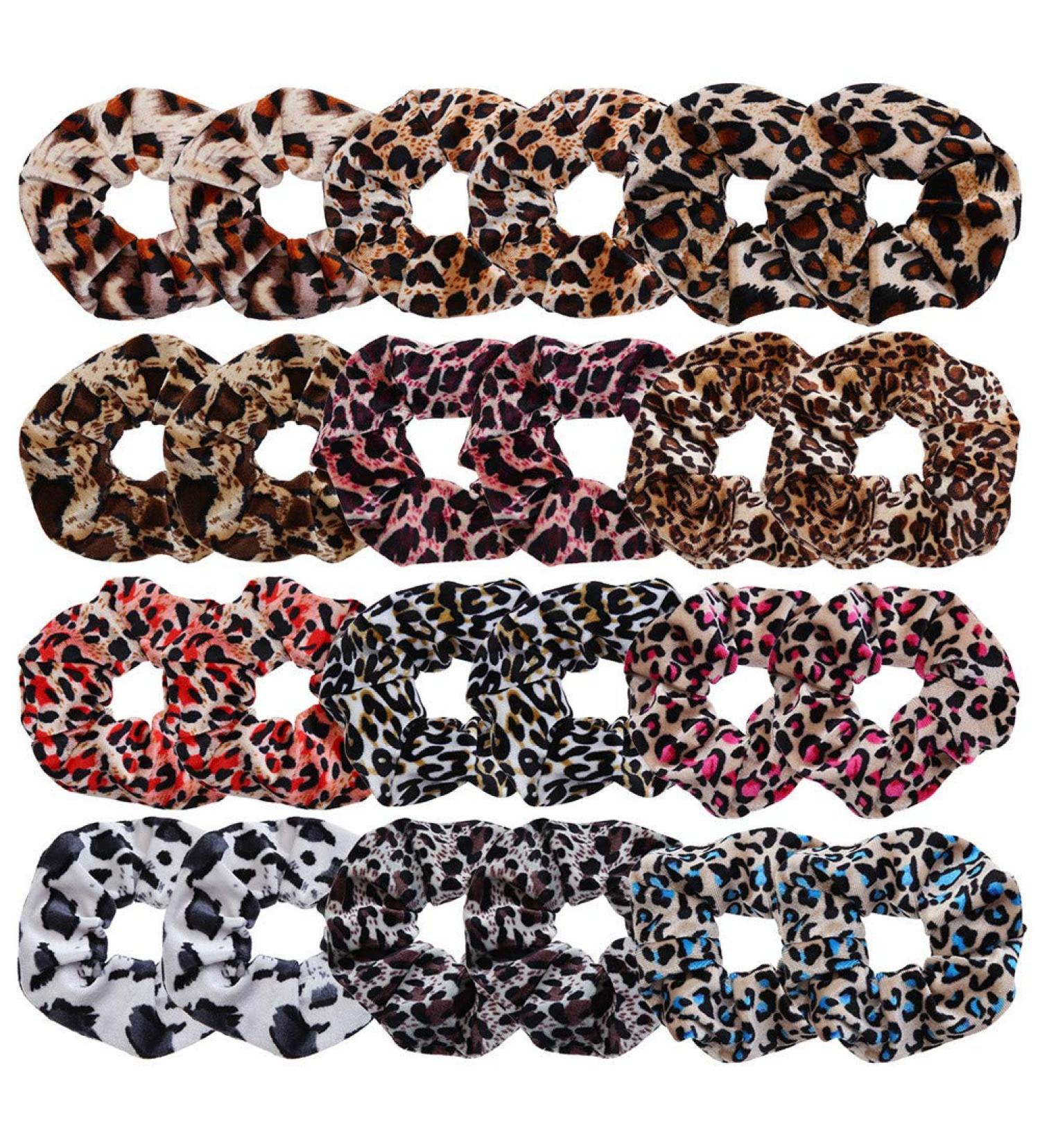 LOVEF 24pcs Leopard Print Scrunchies for Women - Hair Bands & Ties Set - Hair Accessories - Buy Online on GoSupps.com