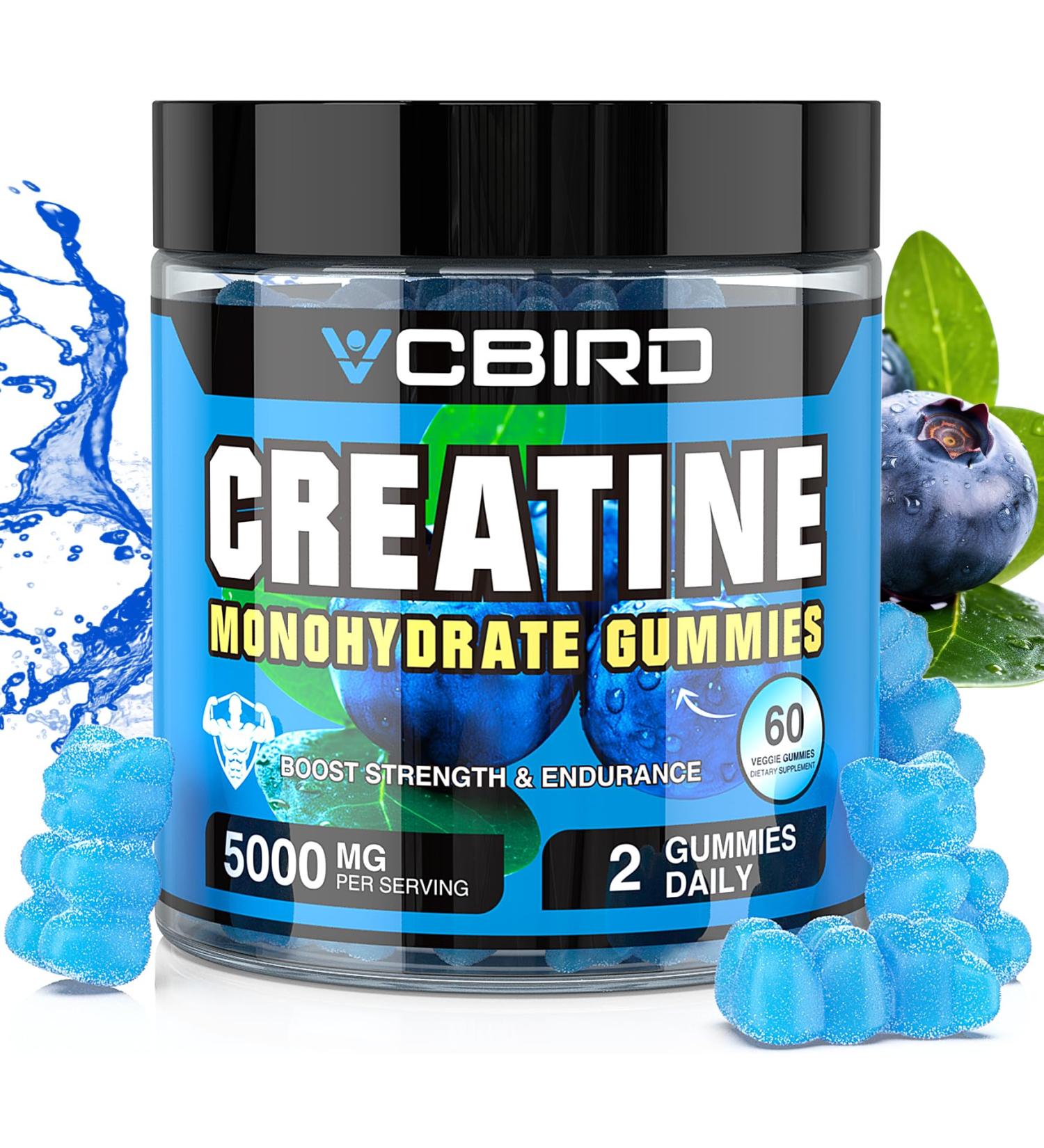 Creatine Monohydrate 5g Per Serving No Sugar Creatine Supplements Support for Strength Performance Energy Recovery Gluten-Free Creatine for Women and Men (60 Gummies-38)