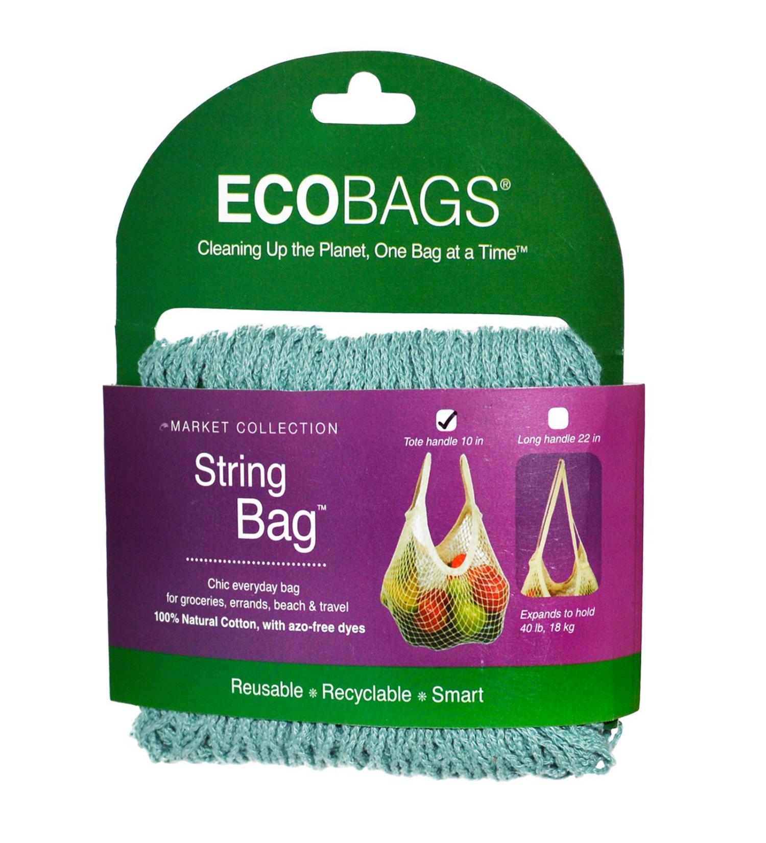 ECOBAGS Market Collection String Bag Tote Handle 10 in Washed Blue 1 Bag