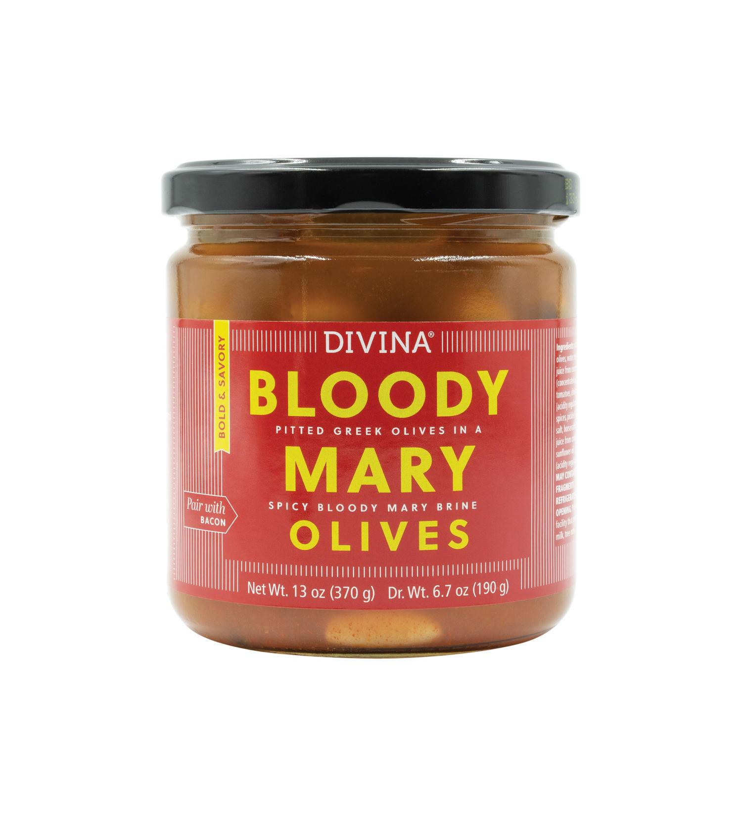 Divina Bloody Mary Pitted Greek Olives - 13oz | Premium Snack & Cocktail Ingredient - Buy Online on GoSupps.com