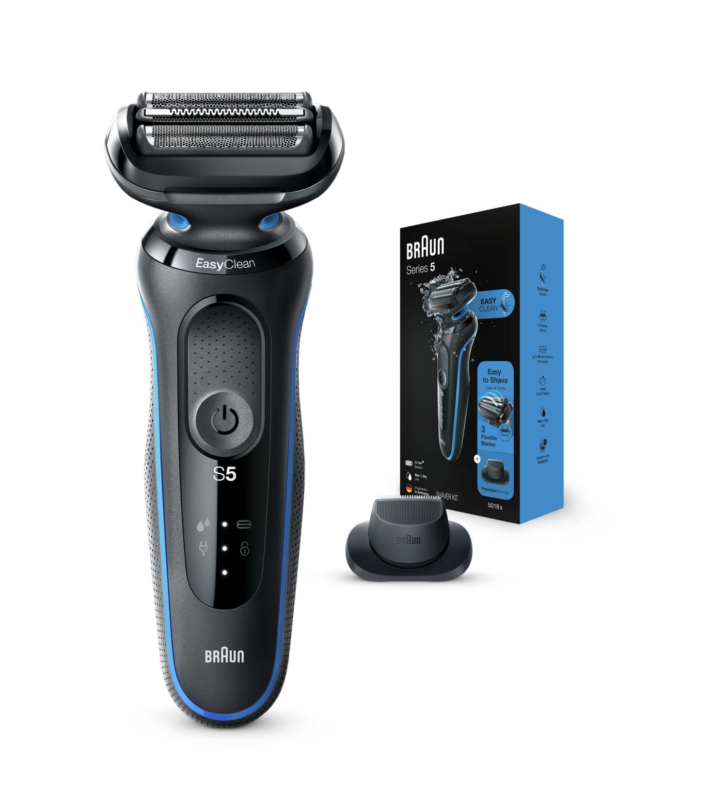 Braun Series 5 5018s Electric Foil Shaver for Men | Precision Beard Trimmer | Rechargeable, Wet & Dry | EasyClean Technology - Buy Online on GoSupps.com
