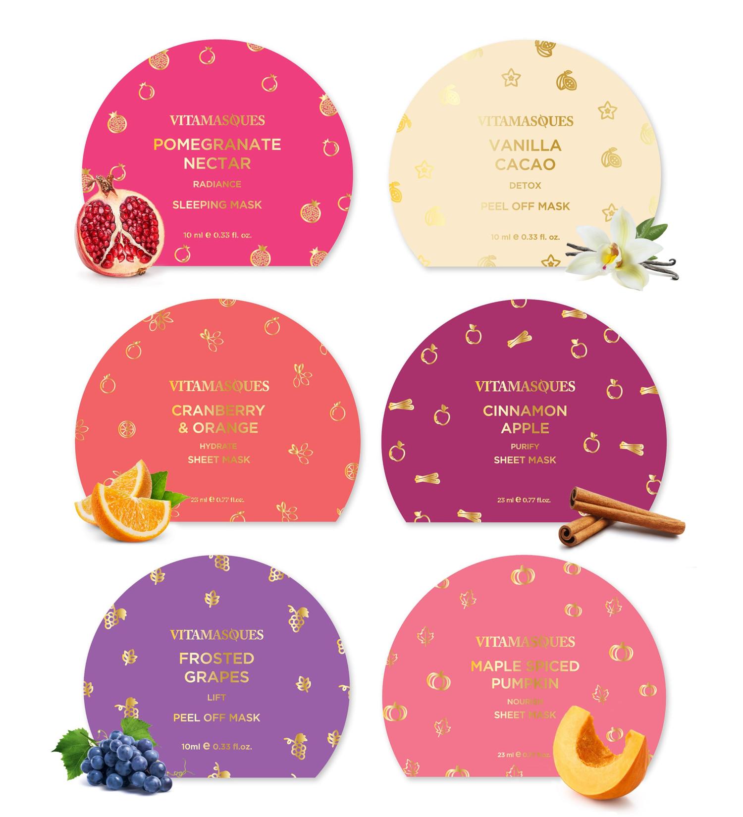 6 Days of Glow Face Mask Set by Vitamasques | Vegan-Friendly Beauty Masks - 6-Piece Sheet Sleeping & Peel Off Masks Paraben-Free - International Shipping Available - Buy Online on GoSupps.com
