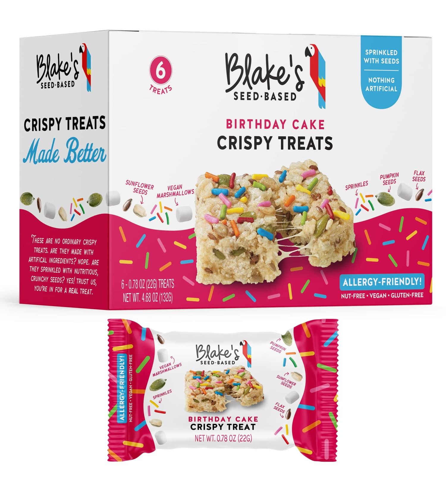 Blake's Seed-Based Birthday Cake Rice Crispy Treats - 6 Count | Gluten-Free & Delicious - Buy Online on GoSupps.com