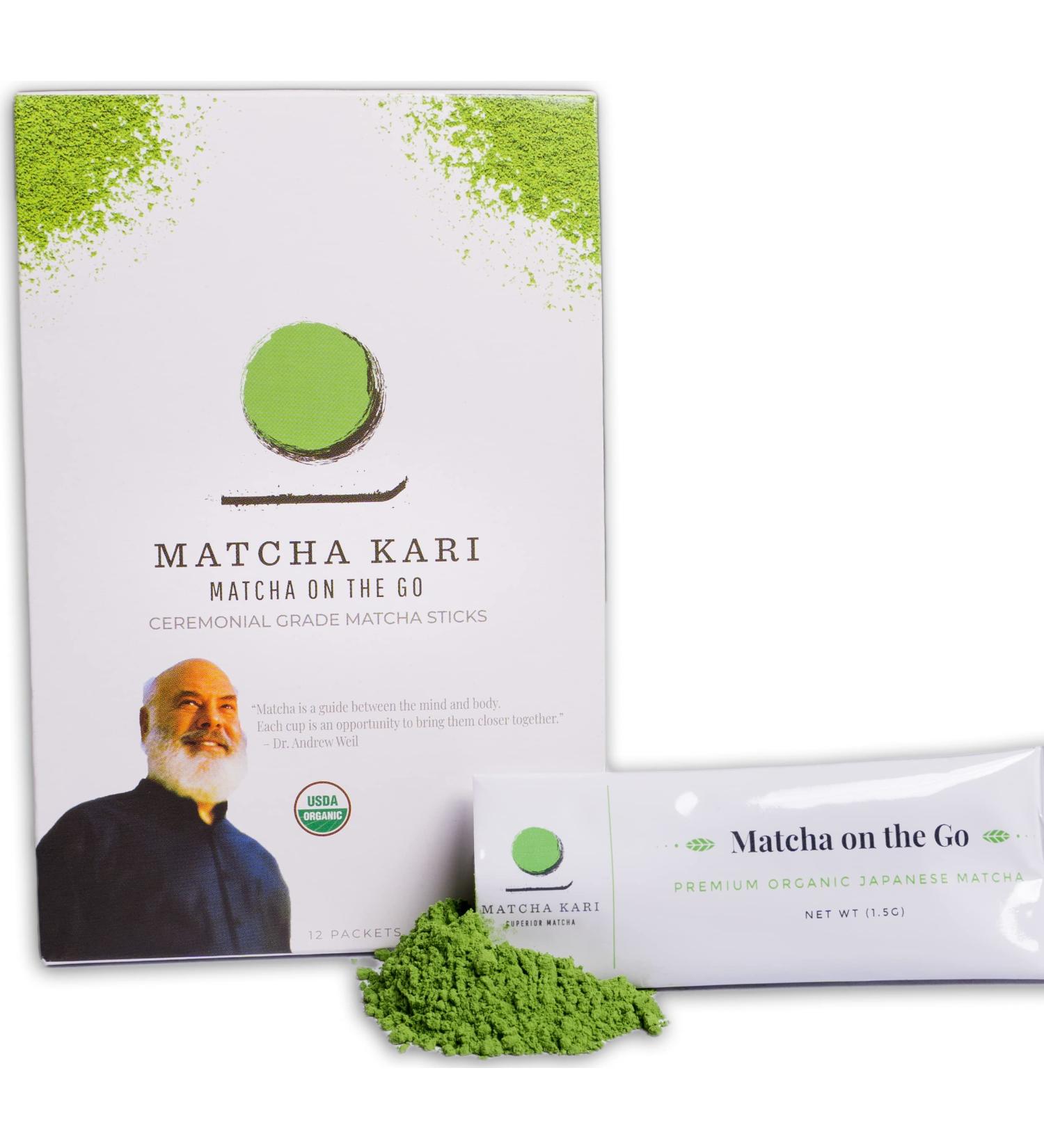 Dr. Weil Matcha Kari Ceremonial Organic Matcha Green Tea Single Serving Sticks - 12 Count Packets - Buy Online on GoSupps.com