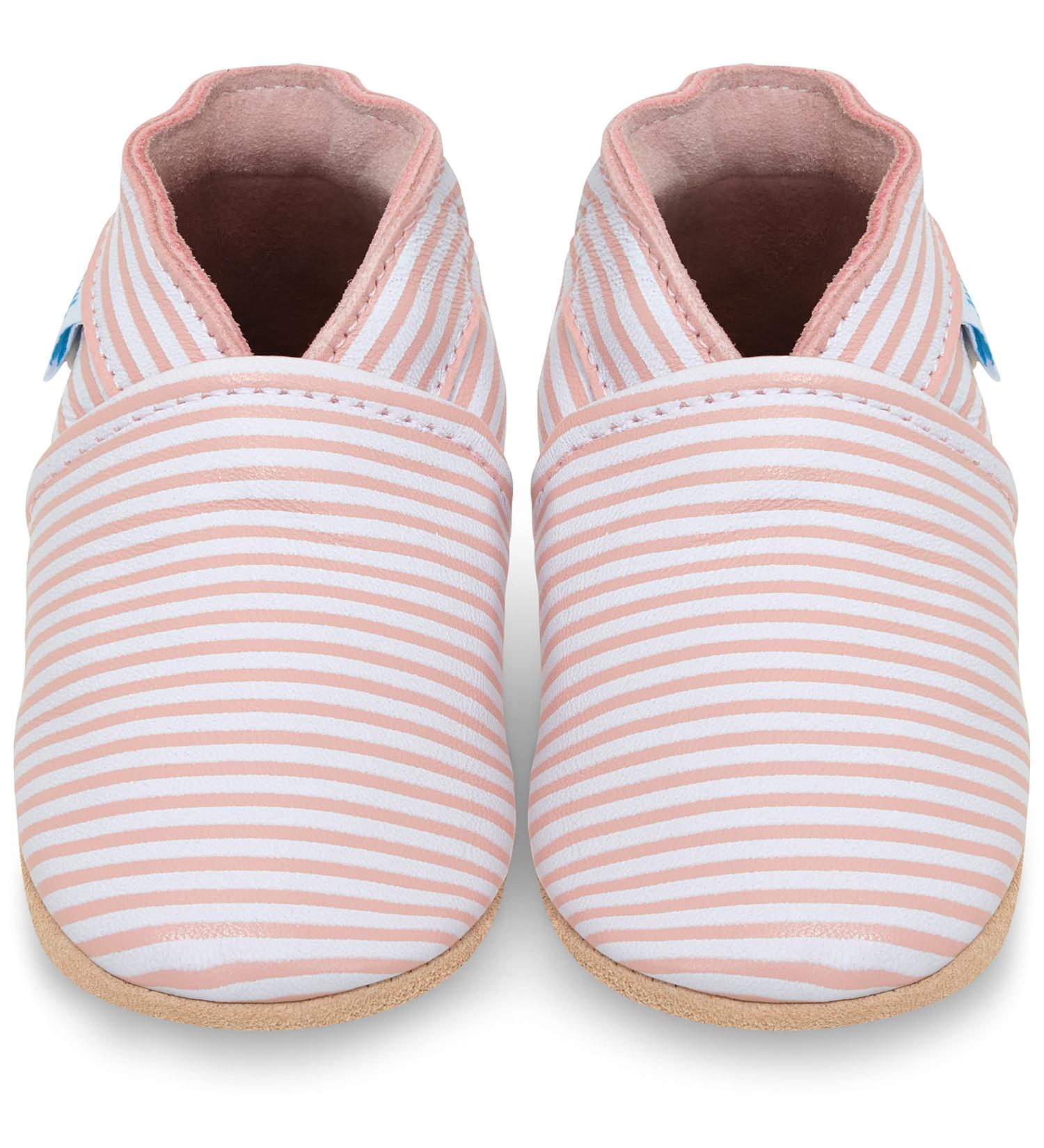 Baby Girl/Boy Soft Sole Leather Toddler Shoes, 18-24 months, Pink Stripes | Baby Walking Shoes - Buy Online on GoSupps.com