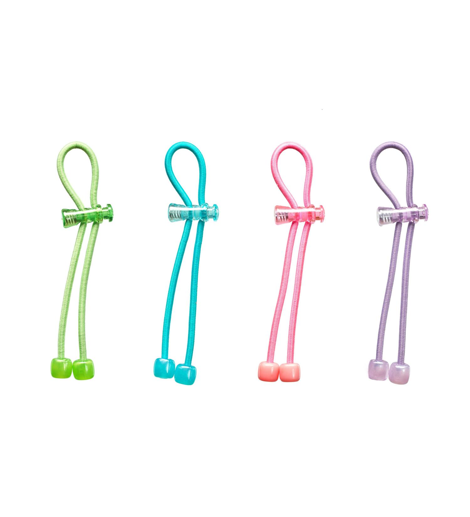 Pulleez Sliding Ponytail Holder Set of 4 - Acrylic Charms - Elastic Hair Ties - Buy Online on GoSupps.com