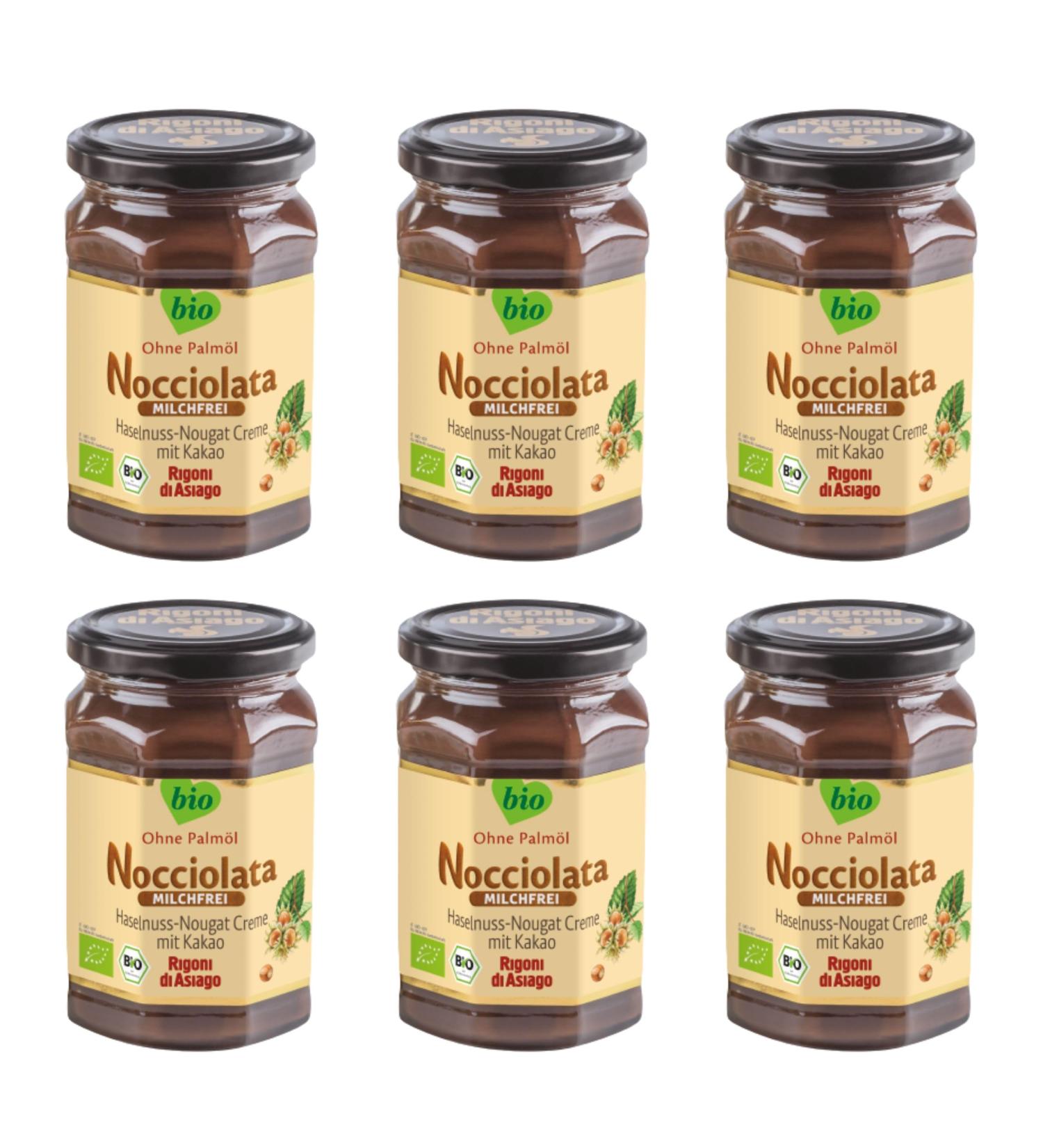 Rigoni di Asiago Nocciolata - Milk-free 6 x 250 g hazelnut cream without palm oil nougat cream with nuts and without palm oil delicious spread