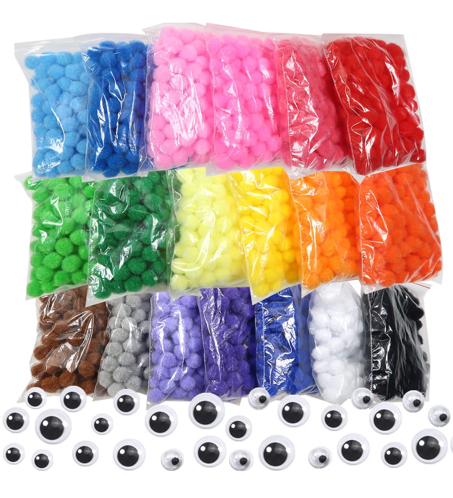 TOAOB 1900pcs 1cm Assorted Pom Poms with Wiggle Eyes for Crafts & Decor - Buy Online on GoSupps.com