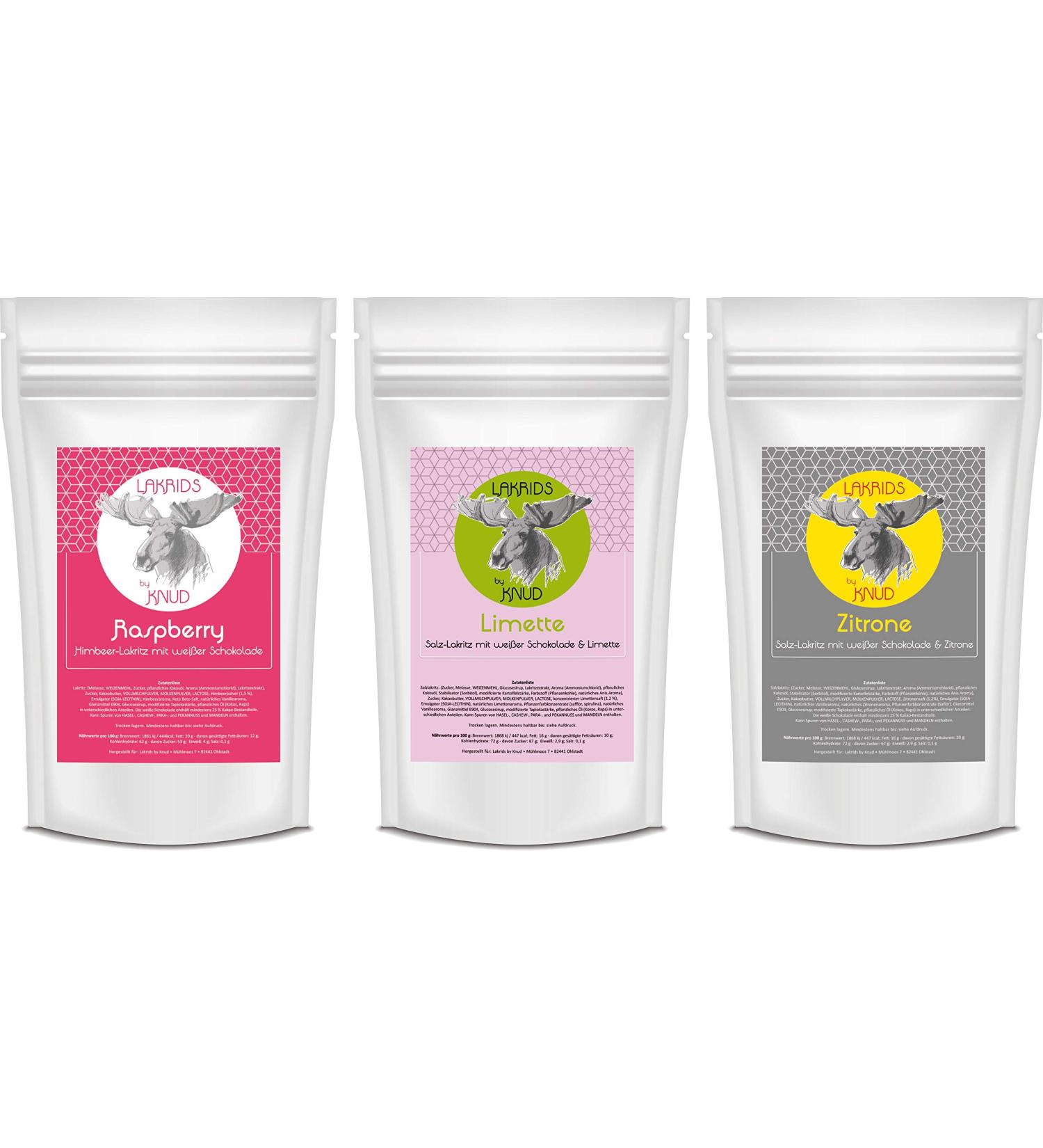 Lakrids Knud | Pack of 3 Swedish Liquorice Tasting Set - Raspberry Lemon Lime | International Shipping - Buy Online on GoSupps.com