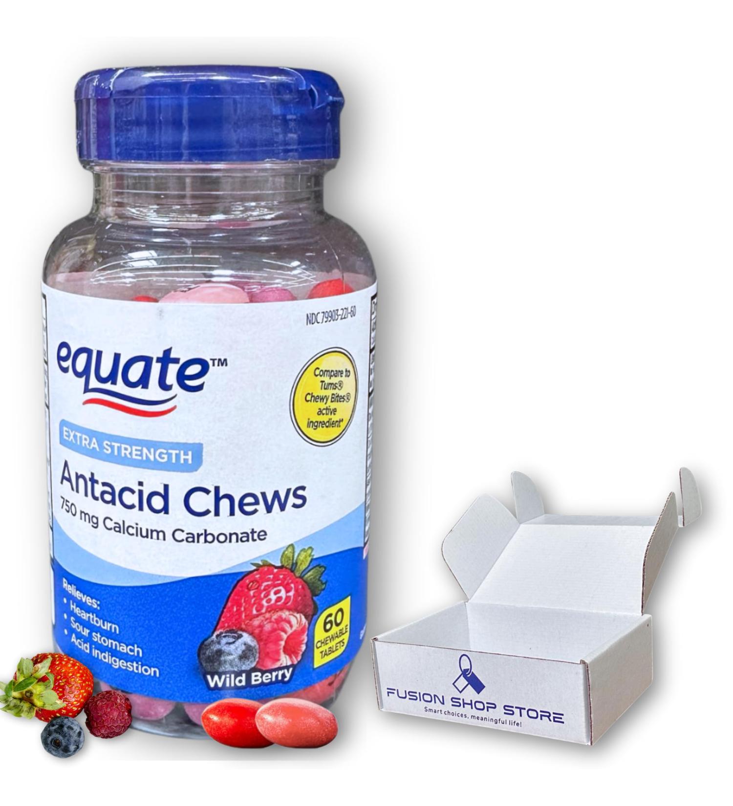 Extra Strength Antacid Chewable Tablets- Wild Berry Flavor 60 Ct (Pack of 1) Boxed by Fusion Shop Store - Buy Online on GoSupps.com