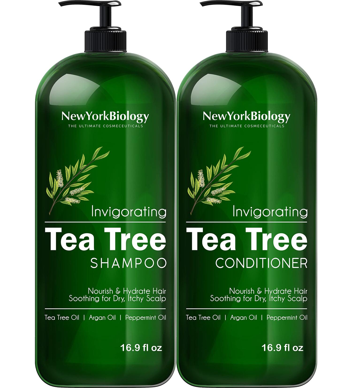 Tea Tree Shampoo and Conditioner Set for Dandruff Relief and Hair Growth - 16.9 fl Oz - Buy Online on GoSupps.com