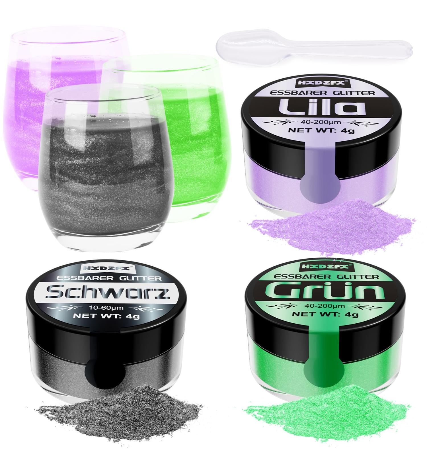 Edible Glitter for Drinks - 3 Colors Tasteless Food Color Powder for Cocktails Chocolate & Fondant - 4G - Buy Online on GoSupps.com