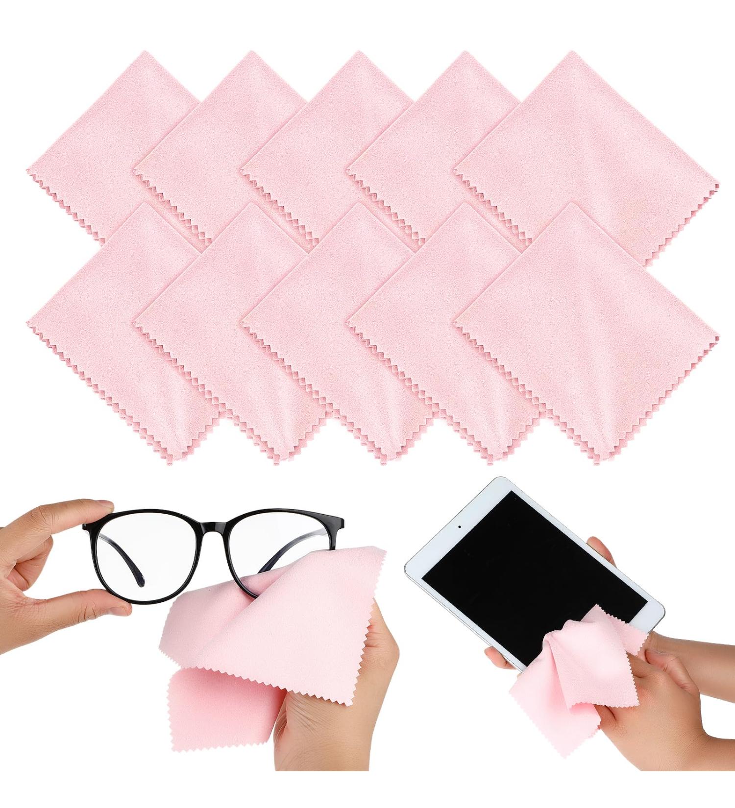 10 Pcs Microfibre Glasses Cleaning Cloths - Soft Reusable Lens & Screen Cleaner for Eyeglasses Cameras & Phones (Pink) | Shop Internationally - Buy Online on GoSupps.com