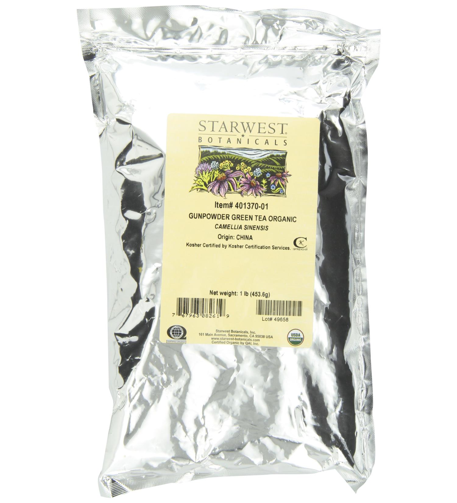 Starwest Botanicals Organic Gunpowder Green Tea - 1 lb (453.6 g) | Premium Quality & Freshness - Buy Online on GoSupps.com