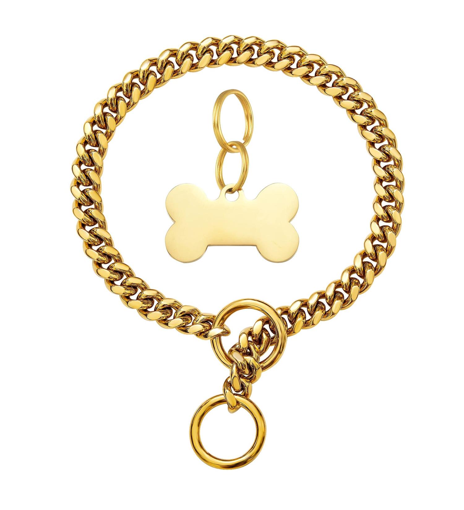 W/W Lifetime Choke Chain Dog Collar 10MM Cuban Link Dog Chain for Pitbull Choke Collar 18K Gold Metal Stainless Steel Heavy Duty Slip Dog Collars for Small Dogs (10MM 20") 20" (Can Over Head 18"-20") - Buy Online on GoSupps.com
