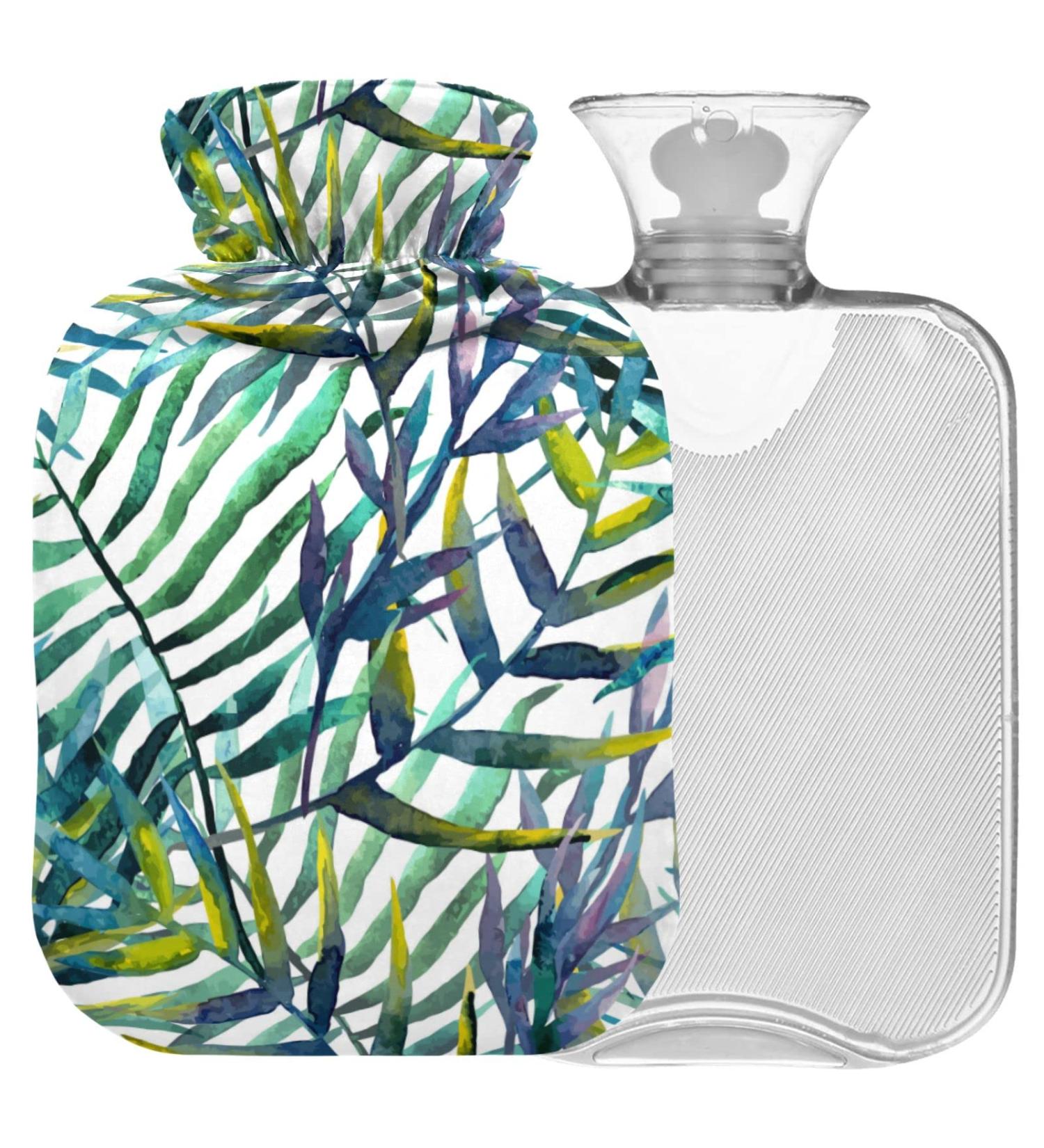 NAANLE 2L Hot Water Bottle with Cover - Watercolor Palm Leaf Large Size for Menstrual Cramps & Heat Therapy Relief - Buy Online on GoSupps.com