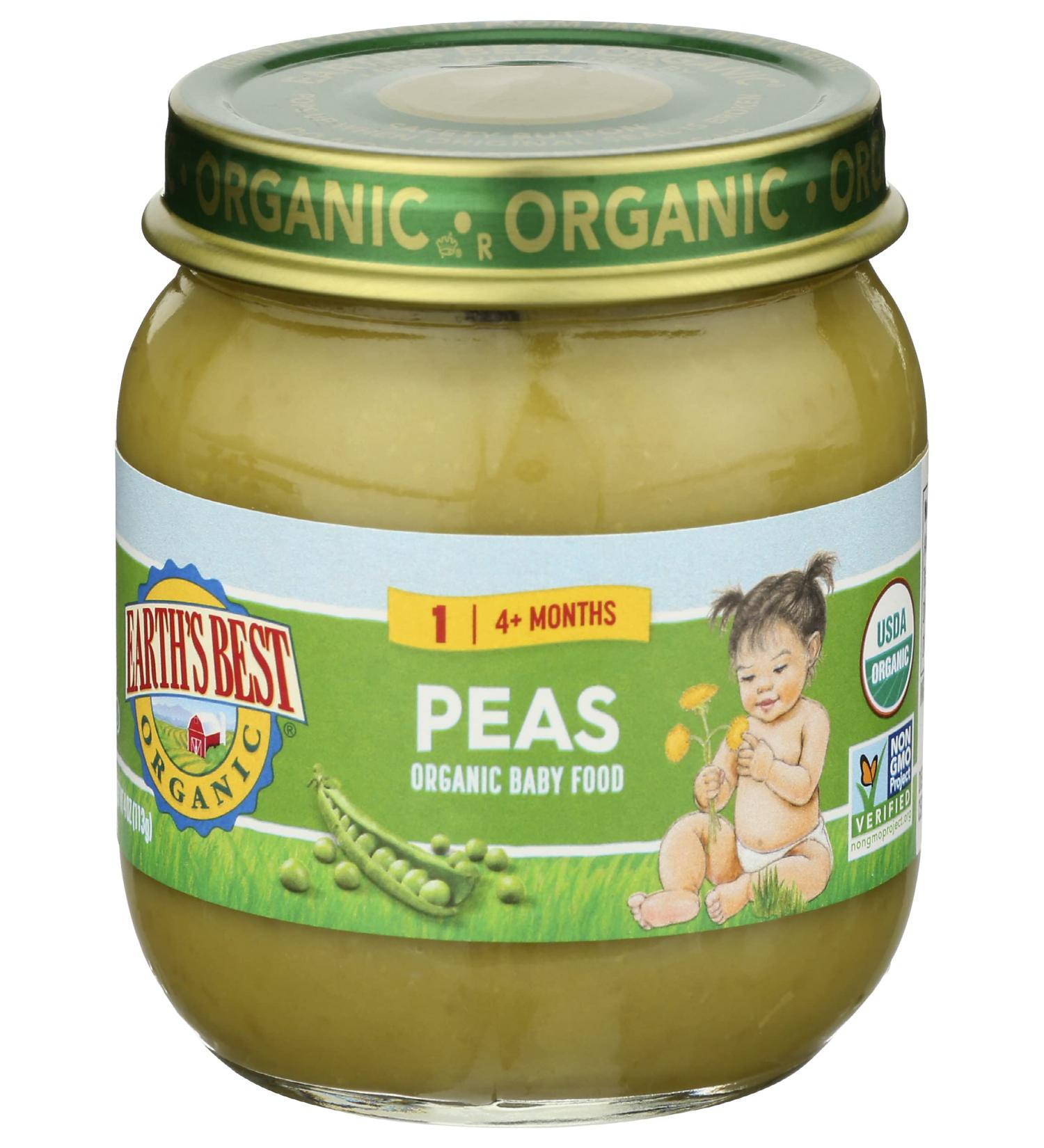 Earth's Best Organic Peas Baby Food 4oz - Ideal for 6 Months+ | Healthy Infant Nutrition - Buy Online on GoSupps.com