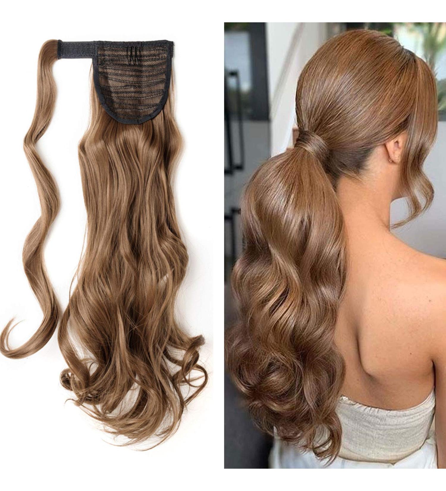 Wrap Around Ponytail Hair Extension | Long Straight Curly Clip-in Hairpiece for Women | Brown Black Blonde | 17 Inch - Buy Online on GoSupps.com