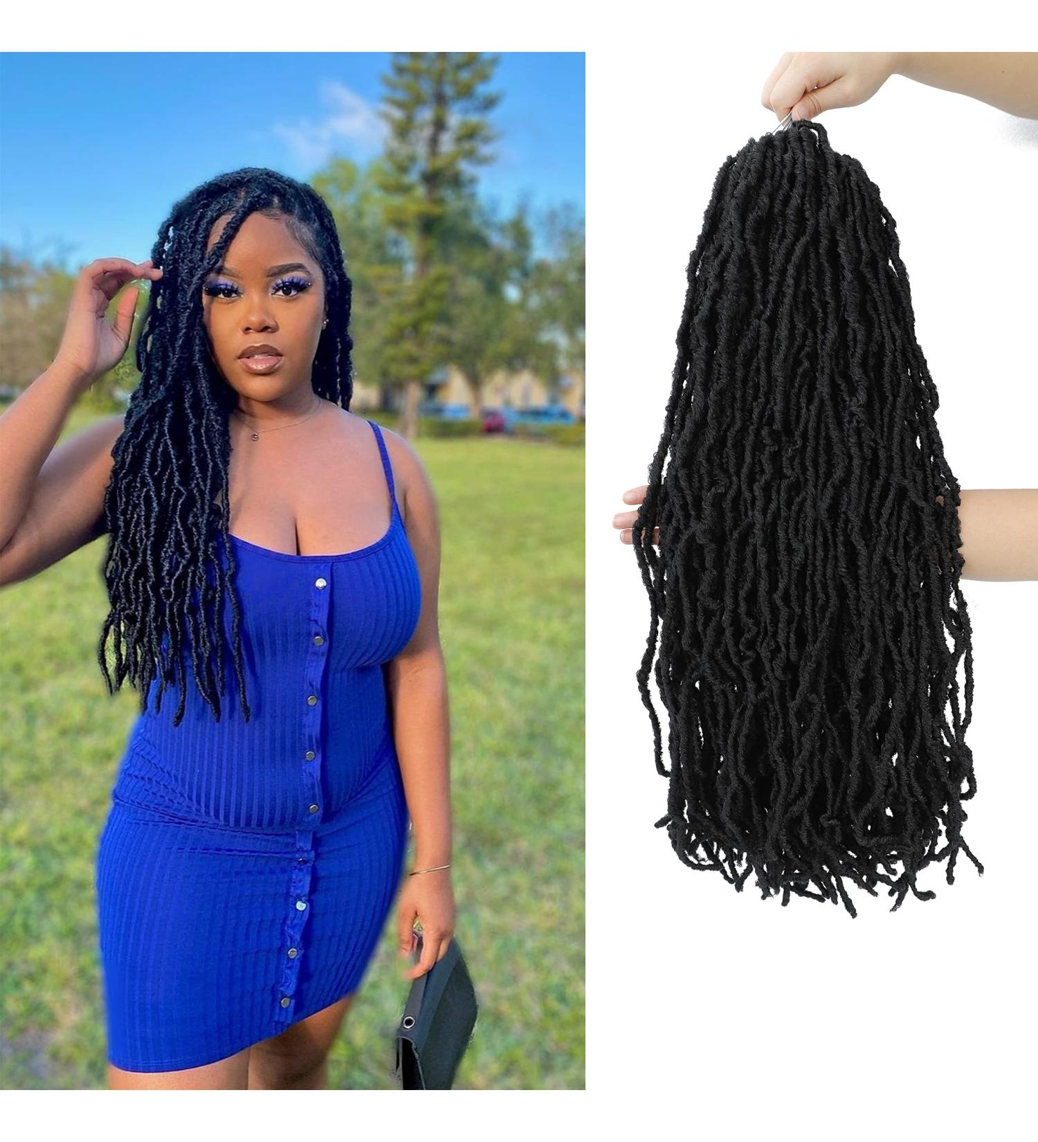 Faux Locs Crochet Hair 18 inch 7 Packs Natural Butterfly Goddess Locs for Black Women - 1B - Buy Online on GoSupps.com