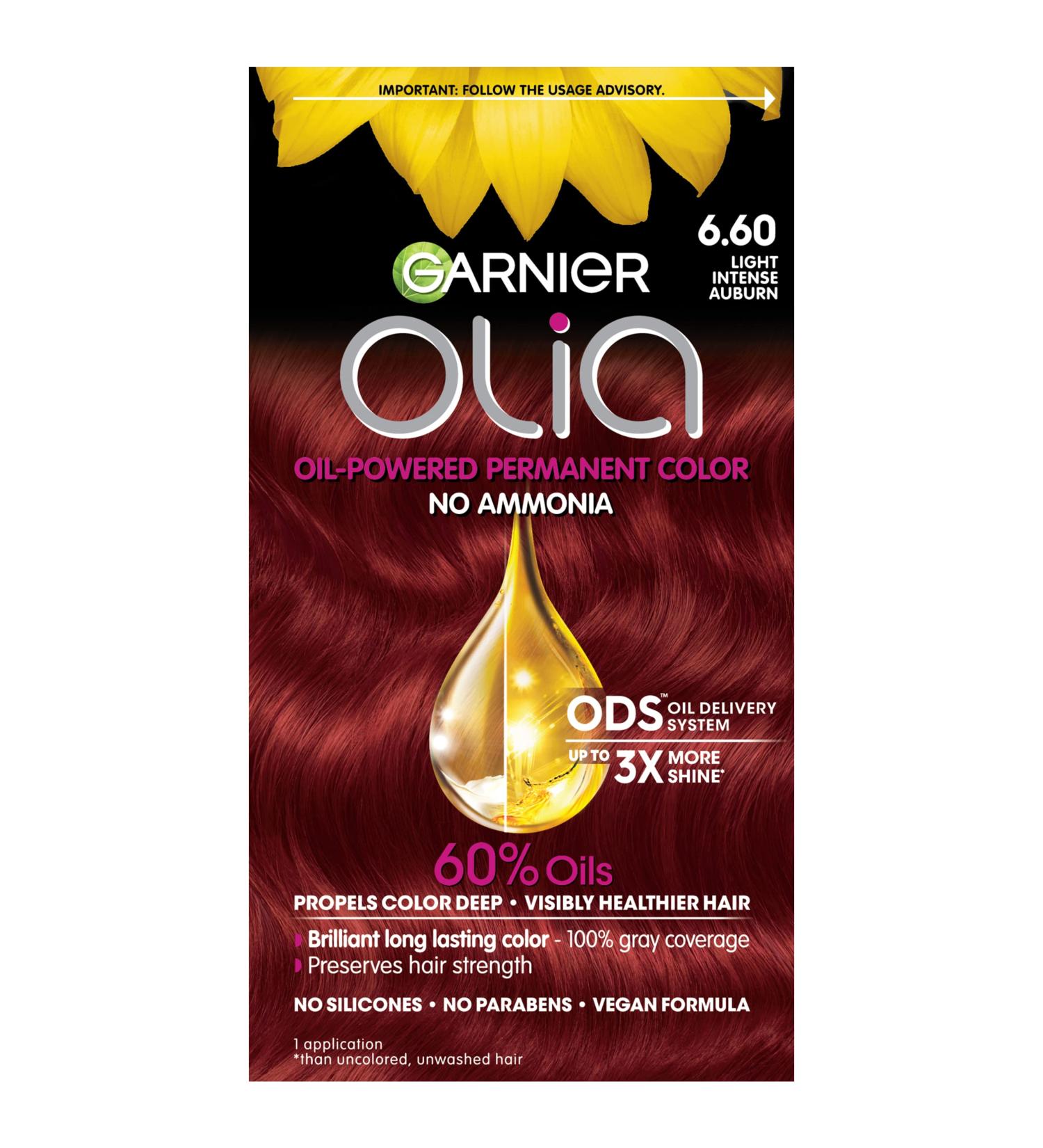 Garnier Olia Hair Color 6.60 Light Intense Auburn - Ammonia-Free Permanent Dye, 2 Pack - Buy Online on GoSupps.com
