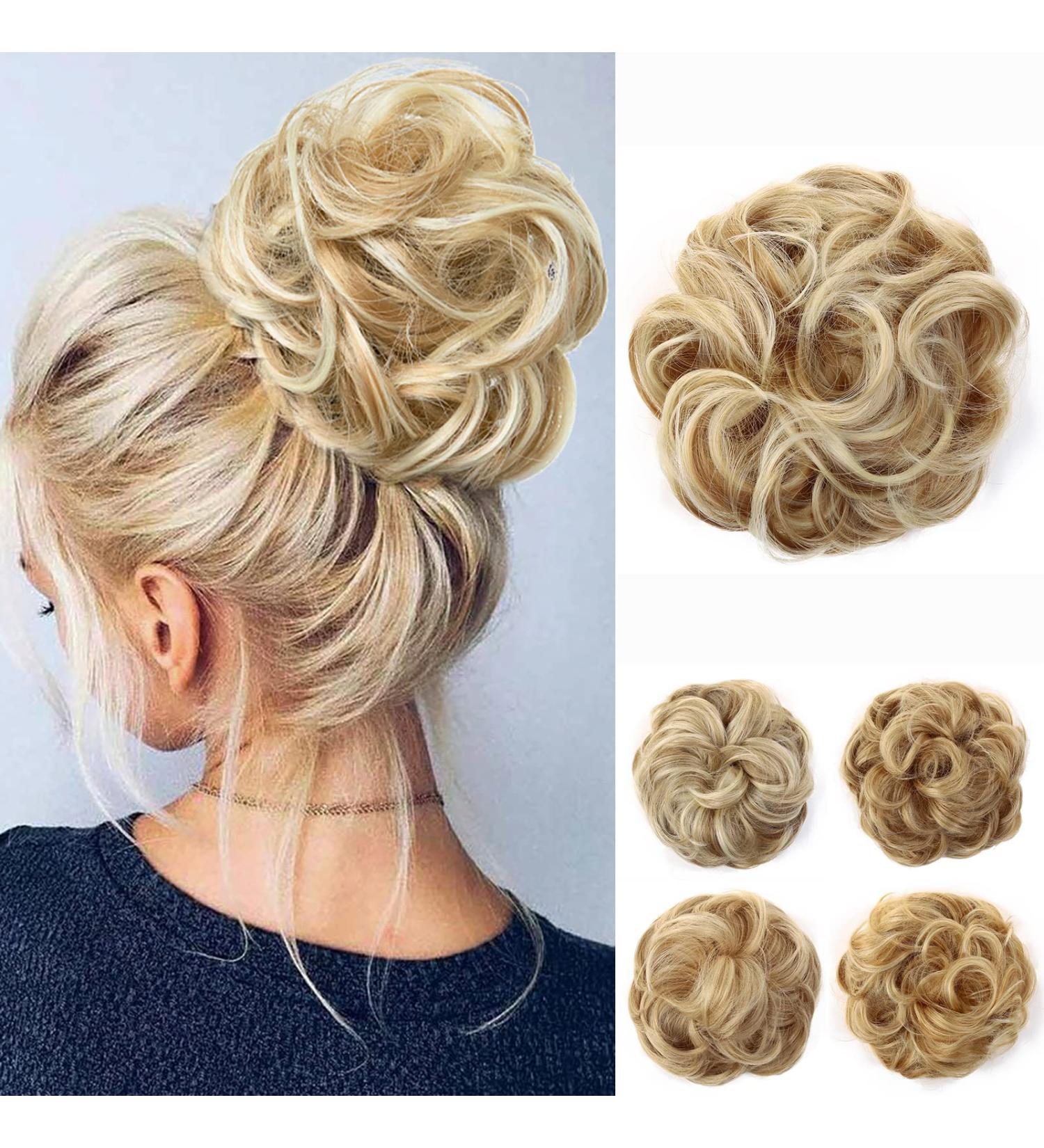 JJstar Messy Hair Bun Curly Wavy Scrunchies - Dark Blonde/Beach Blonde Chignons for Women and Girls - Buy Online on GoSupps.com