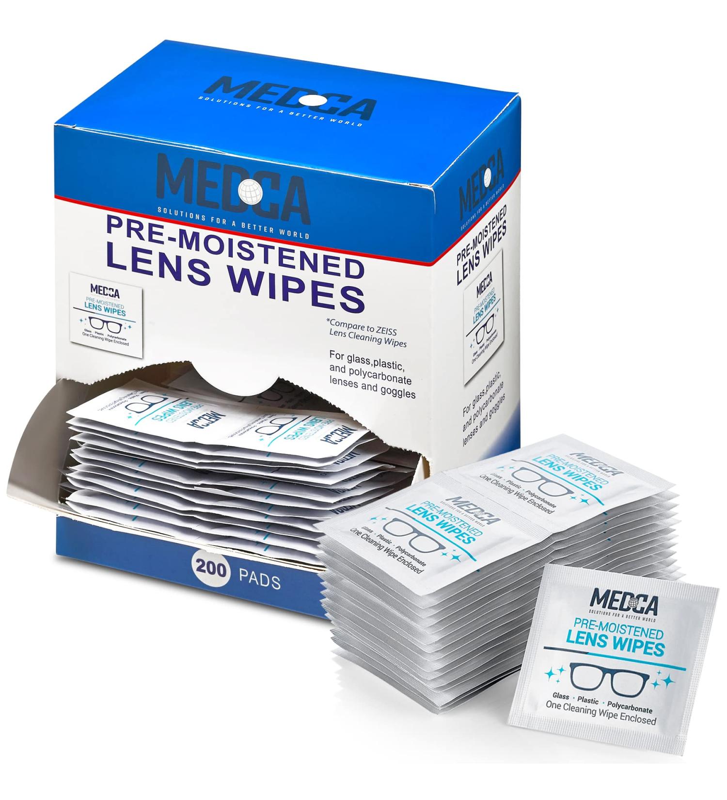 Premoistened Lens and Glass Cleaning Wipes - Portable Travel Cleaner for Glasses  Camera  Cell Phone  Smartphone  and Tablet - Disposable  Quick Drying  Streak Free - Individually Wrapped  Pack of 200 - Buy Online on GoSupps.com