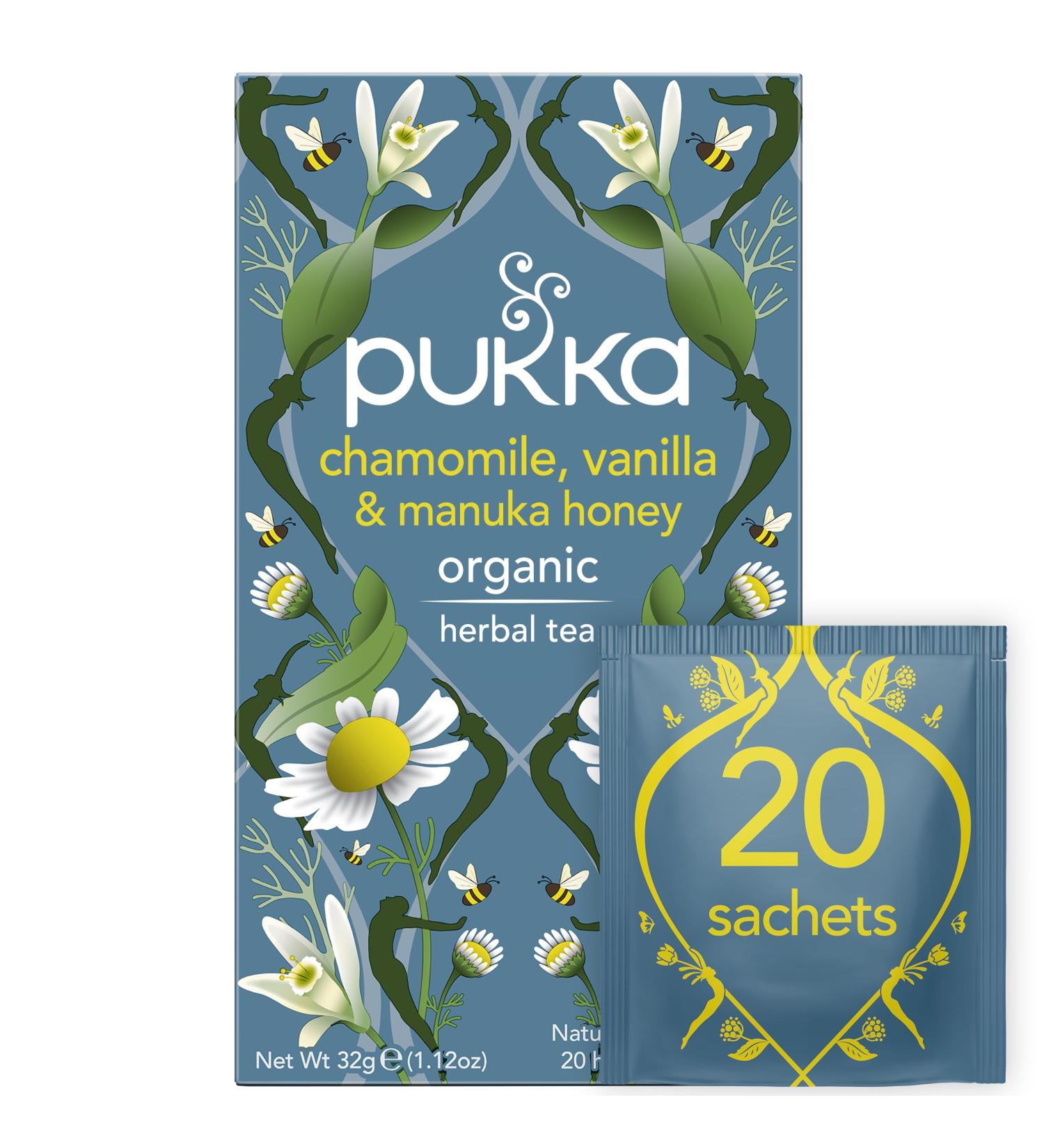 Pukka Chamomile Vanilla & Manuka Honey 20 Herbal Tea Sachets 32g - Buy Online on GoSupps.com