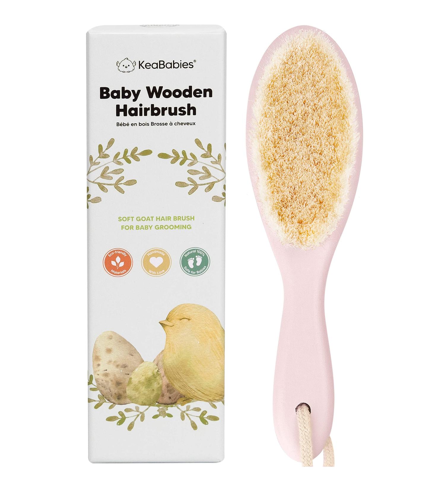 Soft Goat Bristle Baby Hair Brush for Infant, Toddler, Kids - Gentle Cradle Cap Brush - Scalp Grooming Product (Blush, Oval) - Buy Online on GoSupps.com