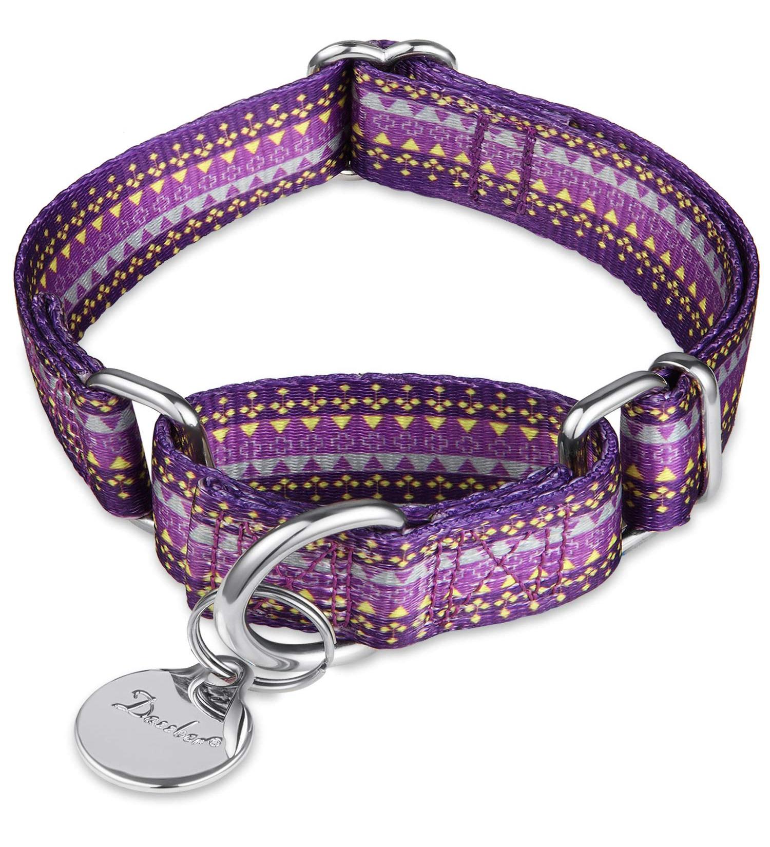 Premium Adjustable Martingale Dog Collar - Heavy Duty Soft & Glatted - Dark Violet for Large/Small Dogs | International Shipping - Buy Online on GoSupps.com
