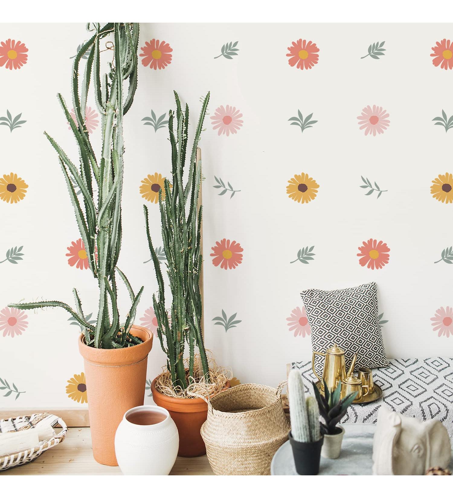 Funlife Multi Petal Daisy and Leaves Wall Decal - Peel and Stick Transparent PVC Kids Wall Art for Nursery, Bedroom, Playroom - Wall Stickers for Revamping D cor - Buy Online on GoSupps.com