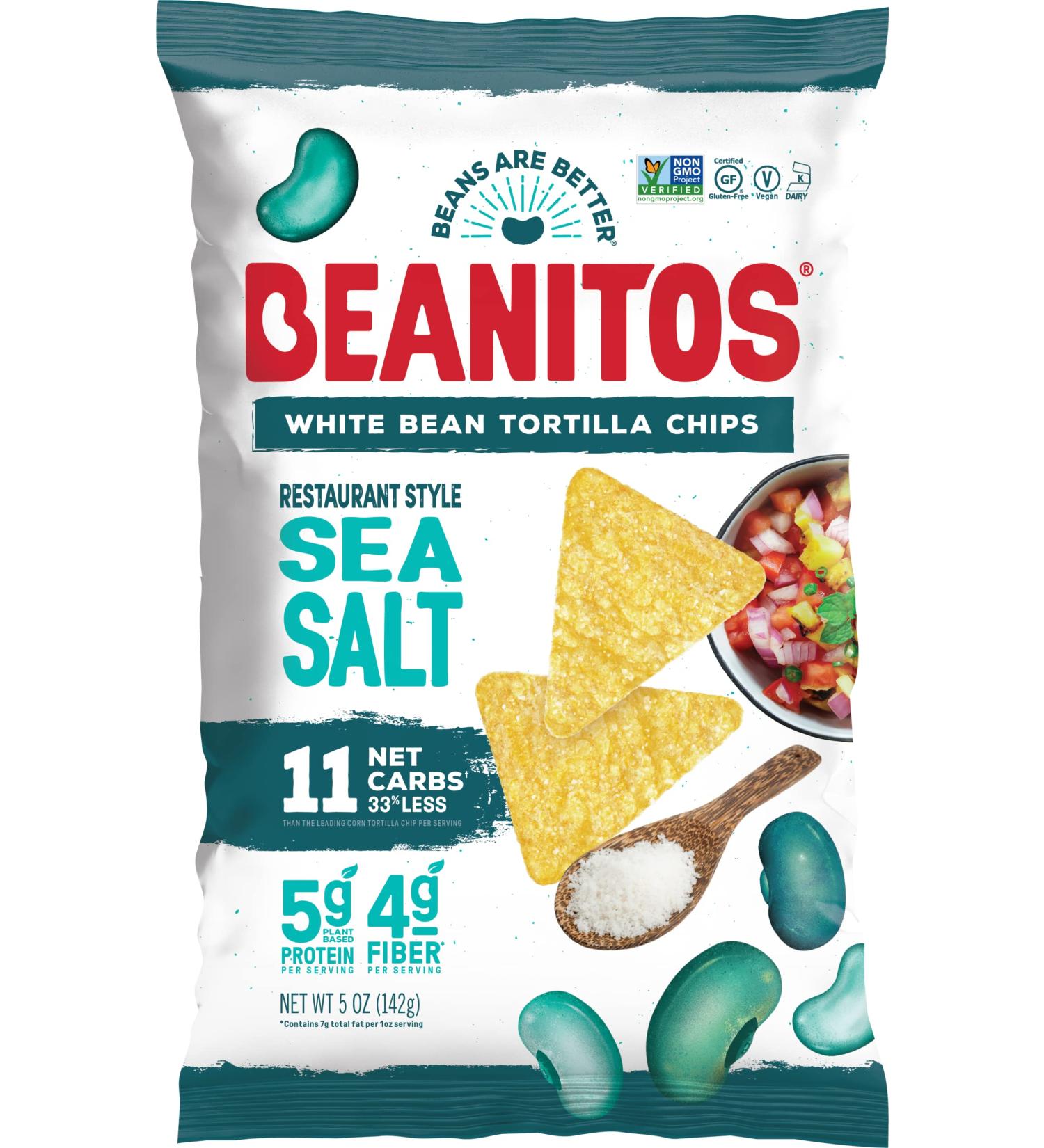 Beanitos White Bean Chips - Vegan, Gluten-Free, 5 Oz, Pack of 6 - Restaurant Style Snack - Buy Online on GoSupps.com