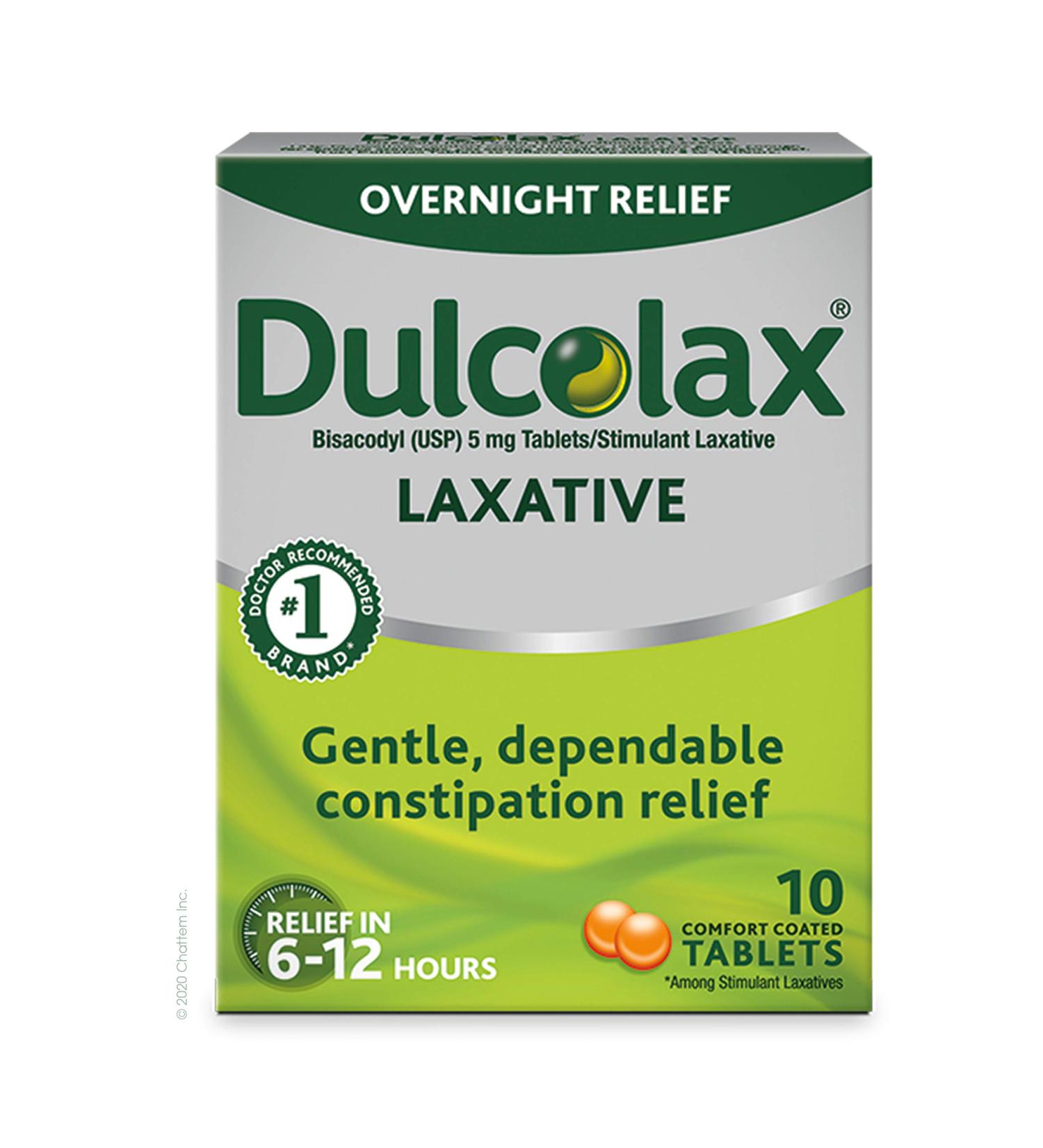 Dulcolax Overnight Relief Laxative - Bisacodyl 5mg Tablets 10ct Pack of 1 for Gentle Constipation Relief - Buy Online on GoSupps.com