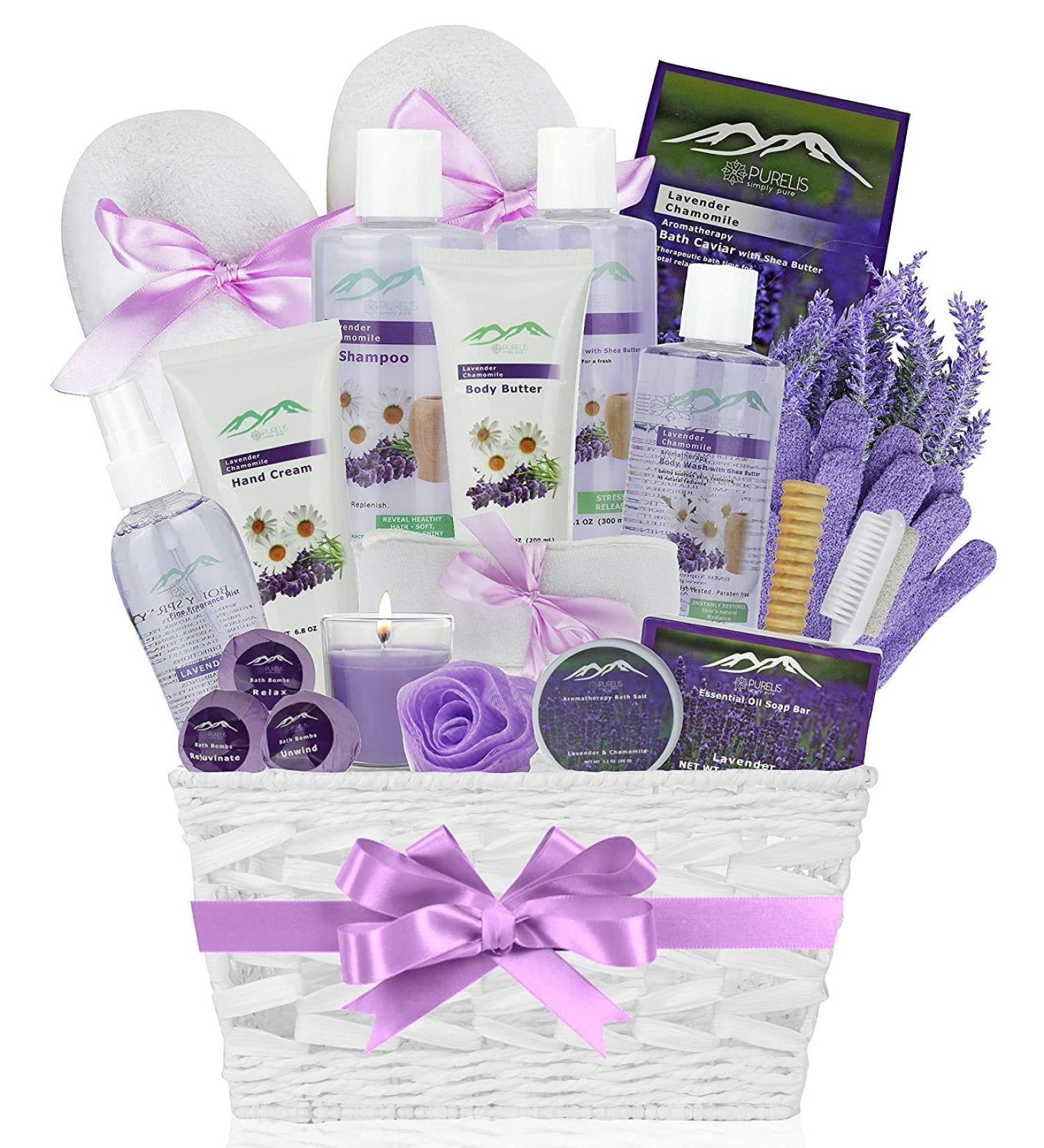 Natural Spa Gift Basket for Women & Men | 20 pc Home Spa Kit - Perfect Birthday Gifts with Bath Bombs & Lotion - Buy Online on GoSupps.com