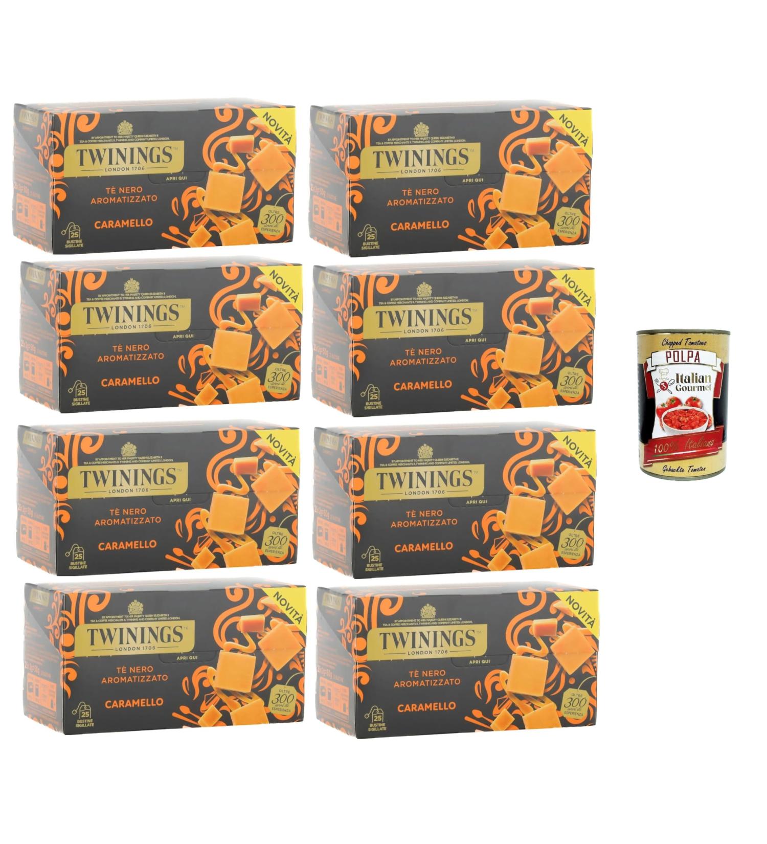  Italian Gourmet E.R. Twinings T Nero Aromatizzato al Caramello Black Tea with Caramel Flavour Pack of 25 Filters 8 x 50 g + Italian Gourmet Polpa 400 g - Buy Online on GoSupps.com