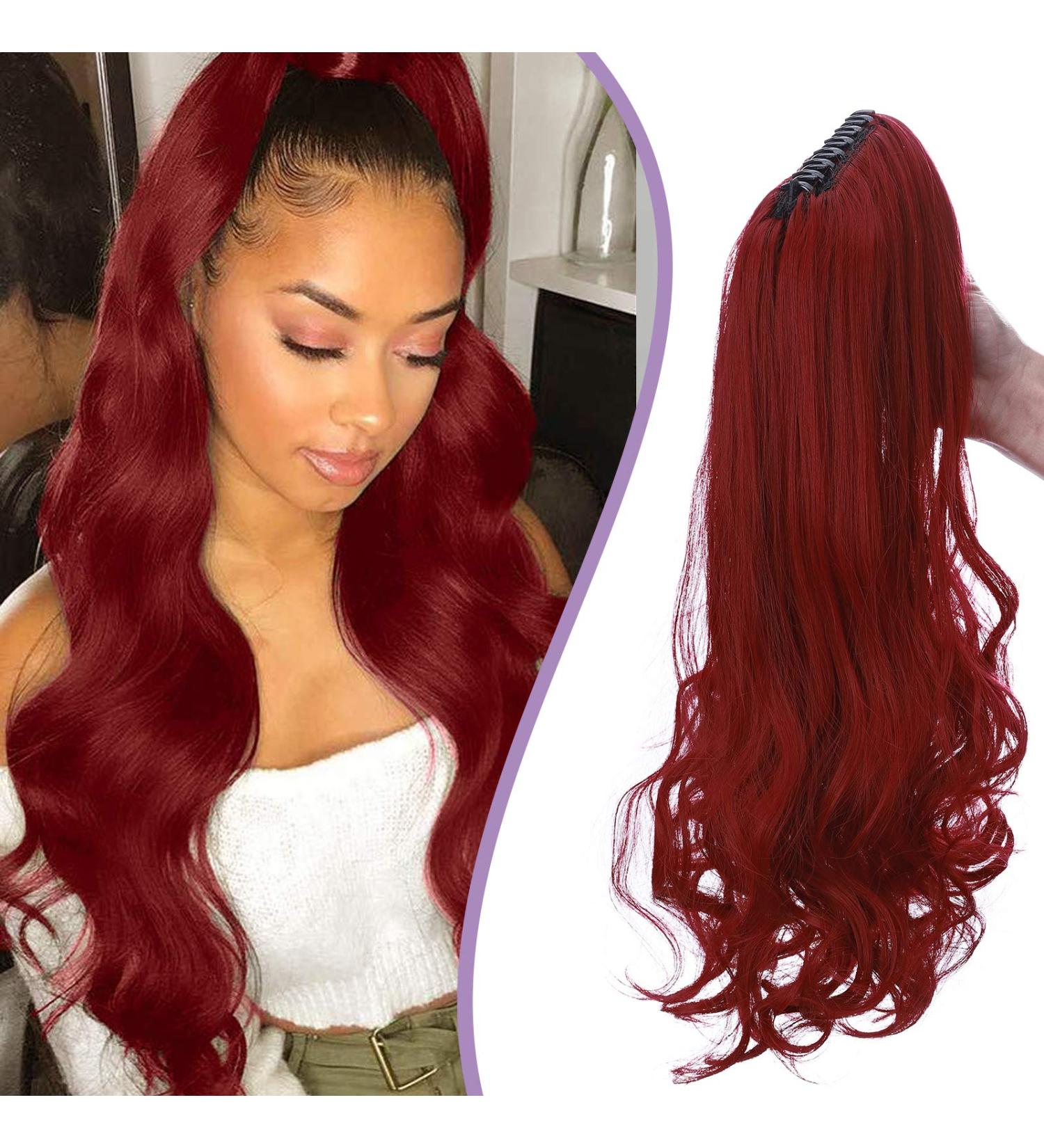Silk-Co Ponytail Extensions - 45cm Clip-In Braid Hair Soft Natural Rust Red & Dark Red 150g - Buy Online on GoSupps.com