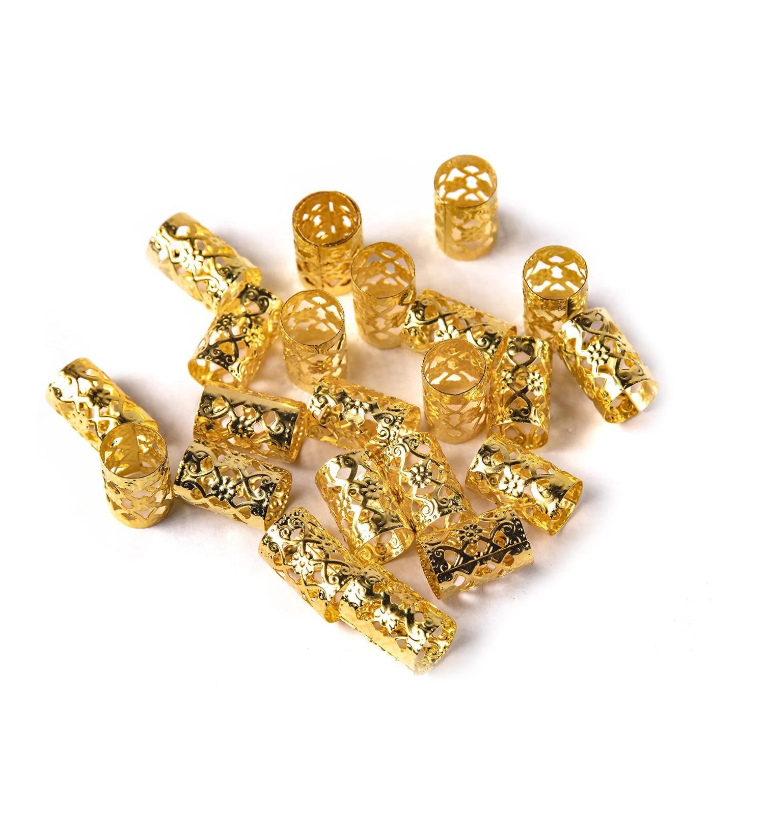 Long Gold Braiding Hair Cuff Clip Buckle Adjustable Dreadlock Braids Decorative Hair Accessories 18by10mm 20 Gold - Buy Online on GoSupps.com