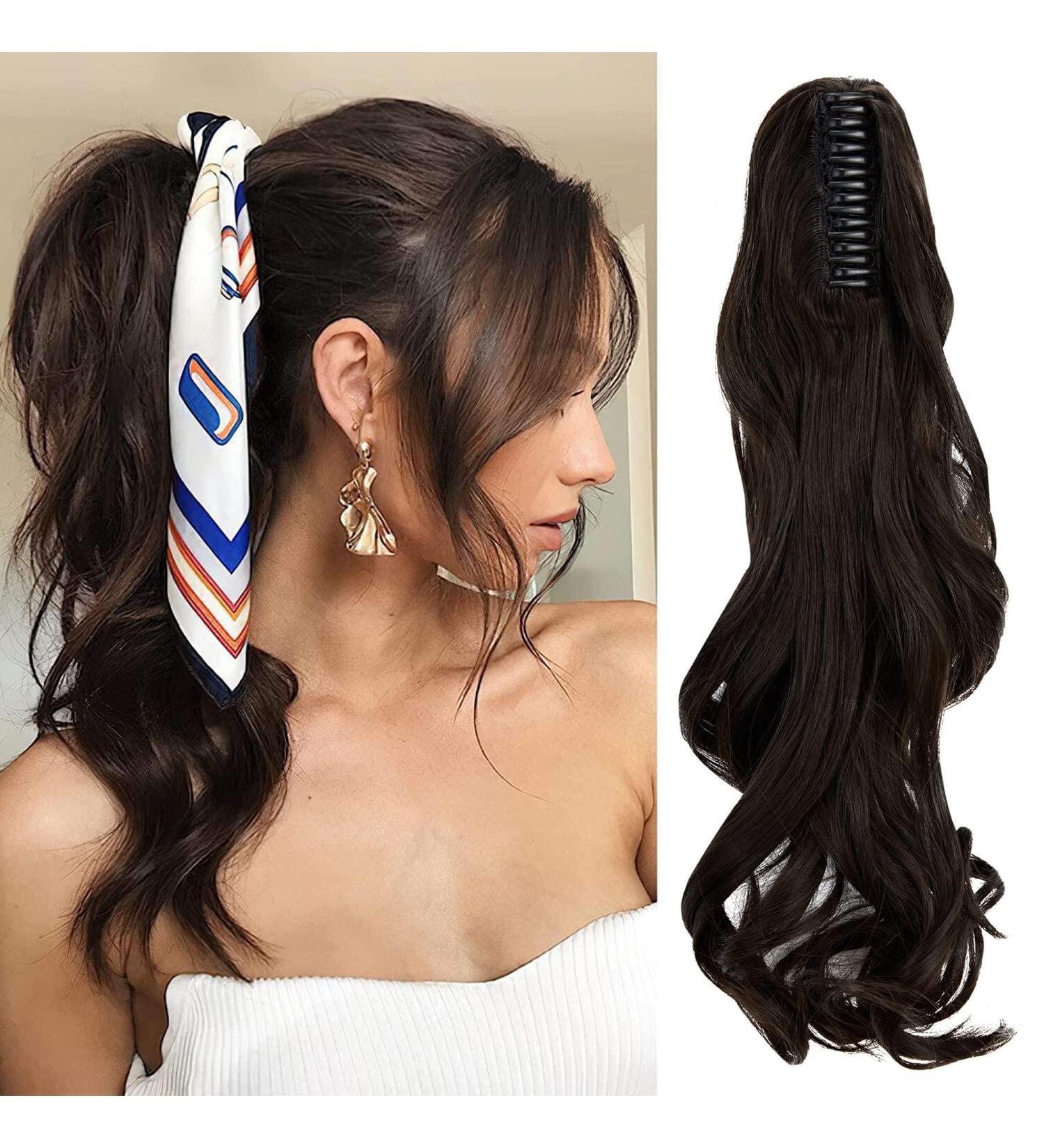 Curly Dark Brown Claw Ponytail Hair Extension 18 Inch - Clip-in Pony Tail Hair Piece - Buy Online on GoSupps.com