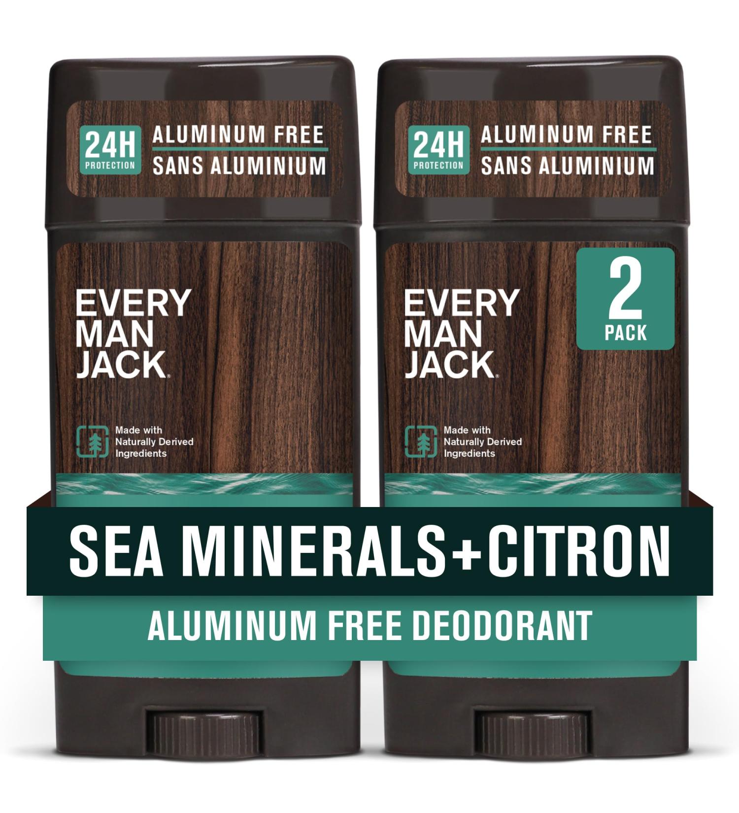 Every Man Jack Sea Minerals + Citron Men s Deodorant - Stay Fresh with Aluminum Free Deodorant For all Skin Types - Odor Crushing Long Lasting with Naturally Derived Ingredients - 3oz (2 Pack) - Buy Online on GoSupps.com