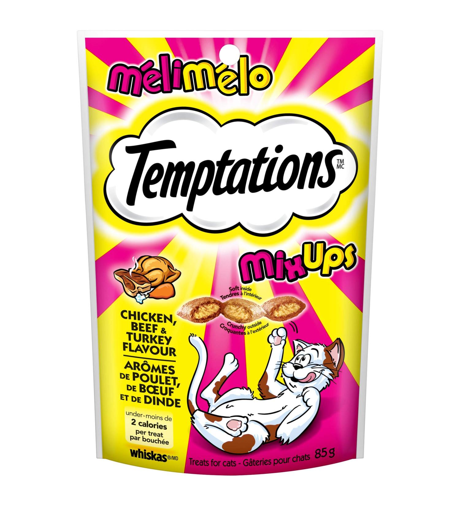 TEMPTATIONS Mix-Ups Cat Treats Chicken & Beef & Turkey 85g Pouch (12 Pack) 85 g (Pack of 12) Chicken - Beef - Turkey Cat Treats - Buy Online on GoSupps.com