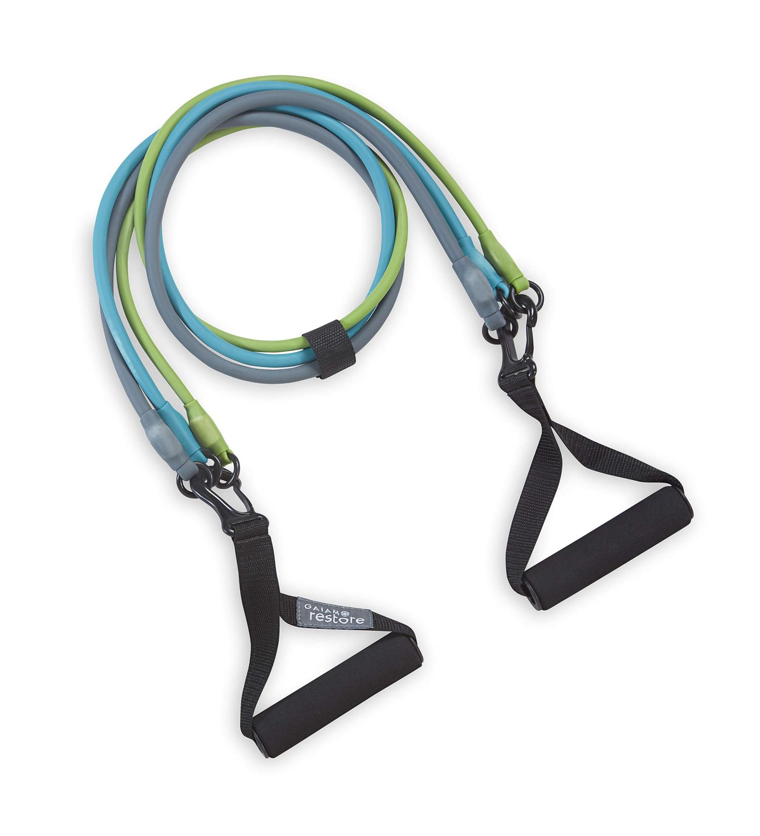 Gaiam 3-in-1 Resistance Band Kit | Comfort-Grip Handles & Interchangeable Strength Bands for HIIT - International Shipping Available - Buy Online on GoSupps.com