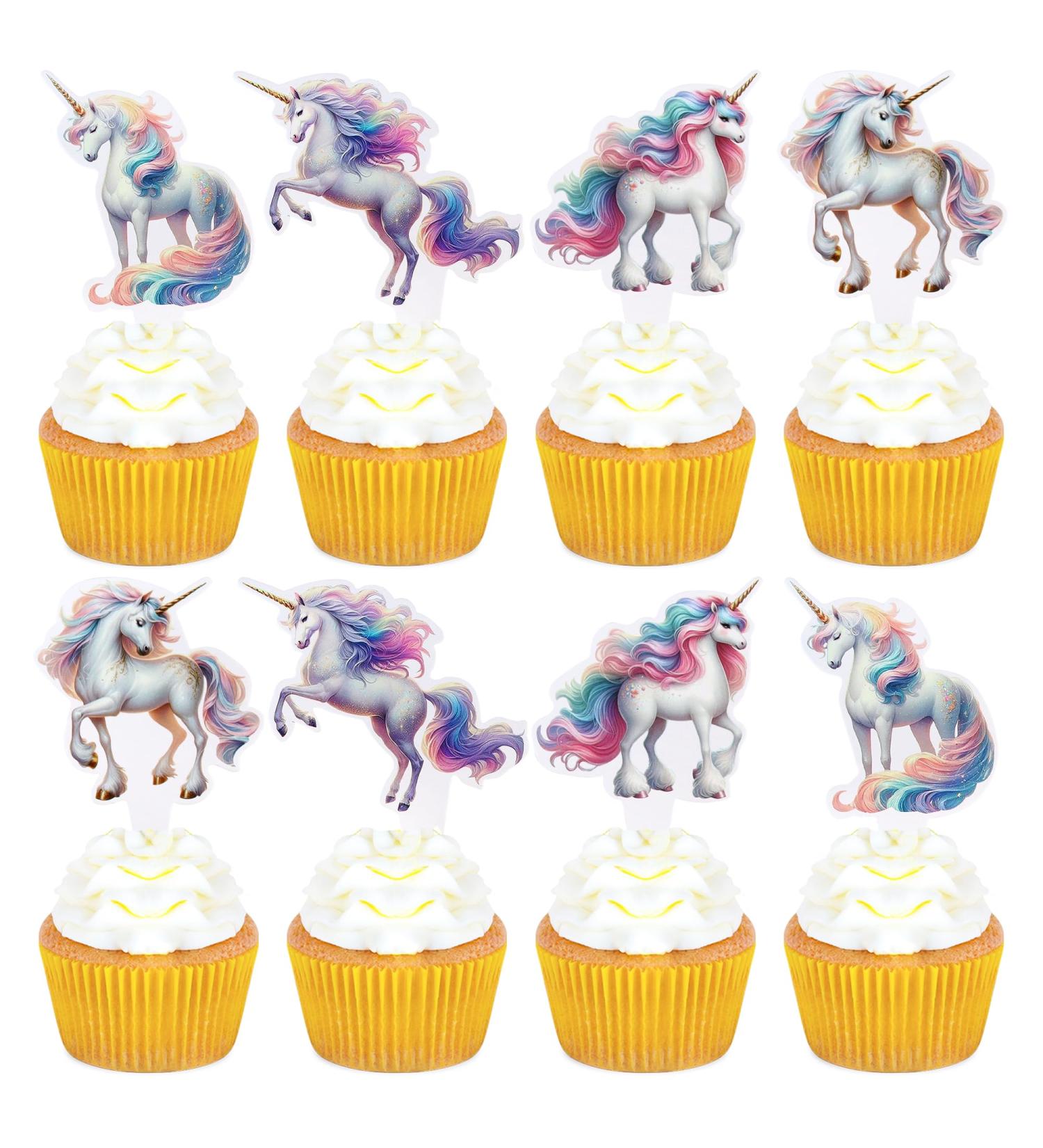 Keaziu 24 Pack Unicorn Horse Cupcake Toppers Colorful Horse Cupcake Picks Baby Shower Wedding Boys Girls Birthday Party Cake Decorations Supplies - Buy Online on GoSupps.com