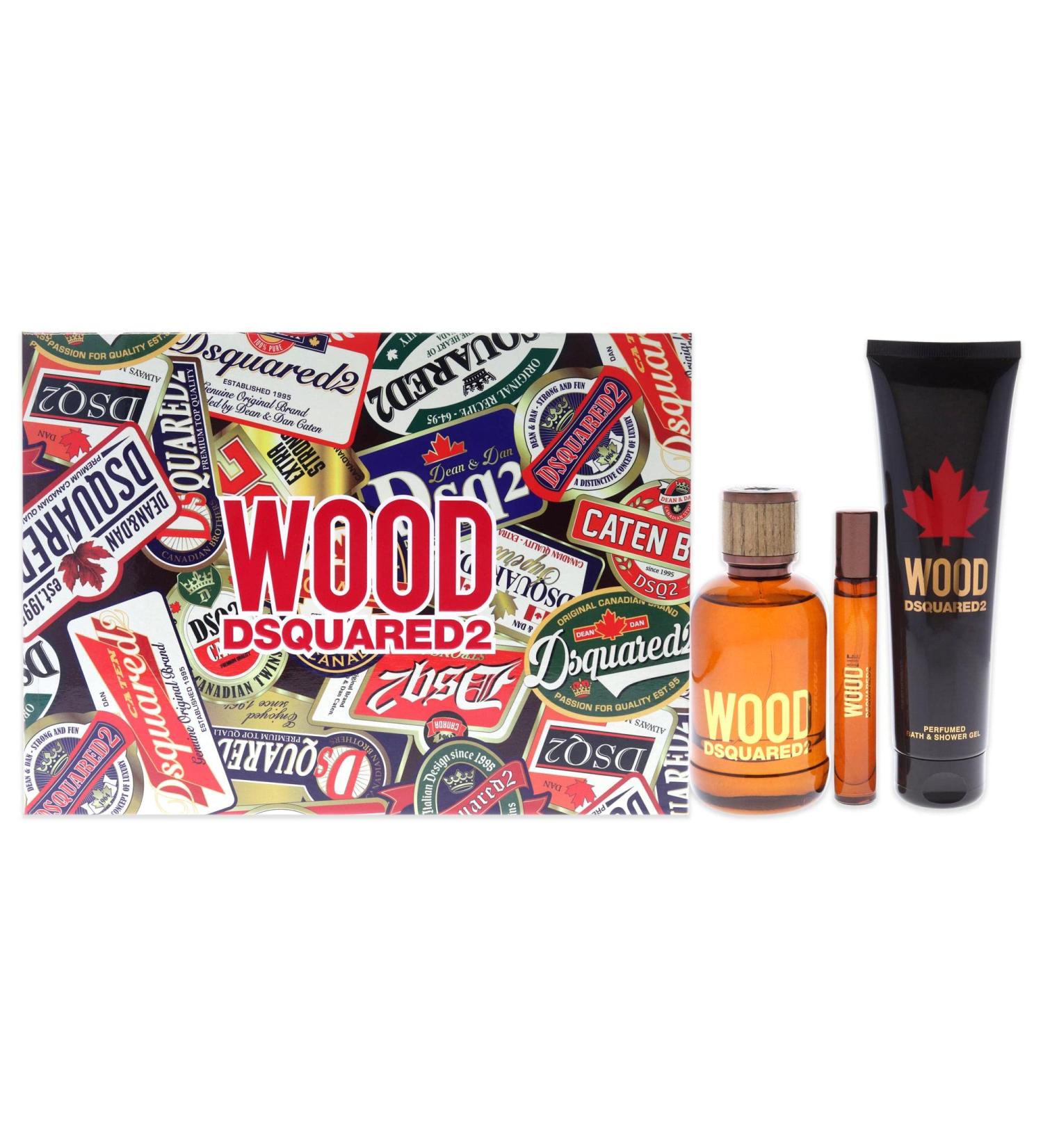 Dsquared2 Wood Men 3 Pc Gift Set 3.4oz EDT Spray 0.3oz EDT Spray 5.0oz Bath and Shower Gel - Buy Online on GoSupps.com