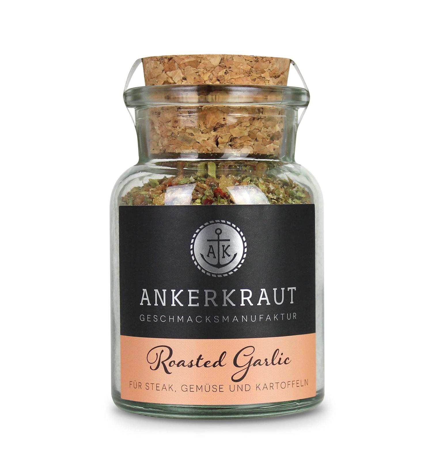 Ankerkraut Grilled Garlic Spice, 95 g in glass stopper, grilled garlic, steak finish also for potatoes and vegetables, premium spicy ingredient blend