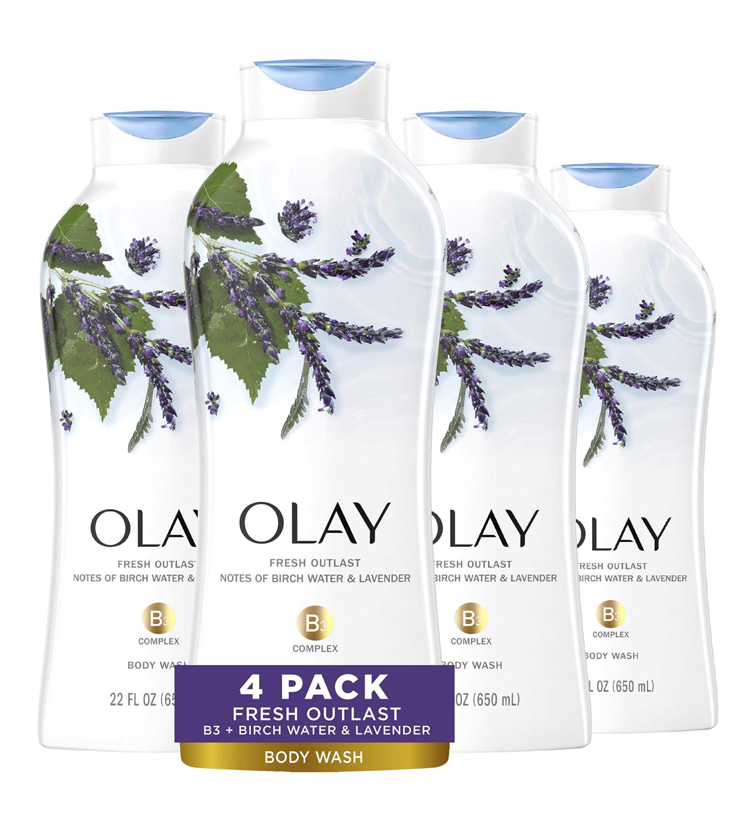 Olay Fresh Outlast Purifying Birch & Lavender Body Wash 22 Fl Oz - Pack of 4 - Buy Online on GoSupps.com