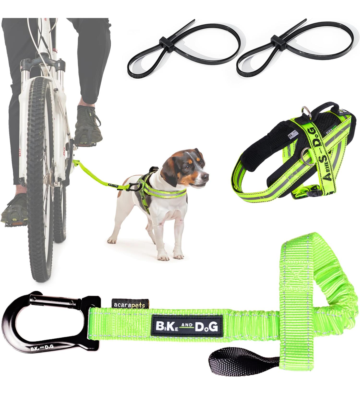 Shop Patented Bike & Dog Leash Set - XS Yellow Dog Harness & 3-Ring Dishes for Cycling Adventures - Buy Online on GoSupps.com
